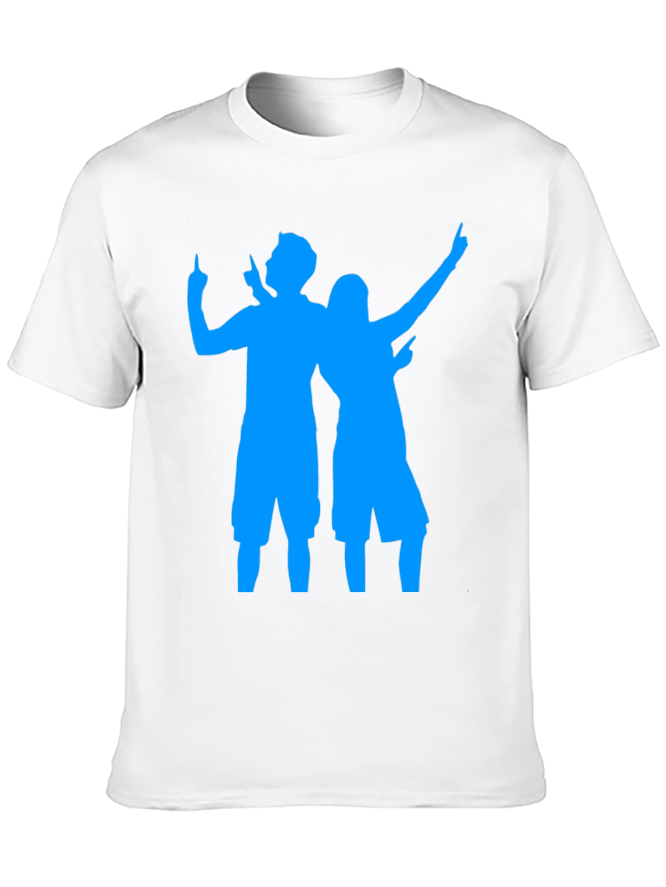 Fun Black Tee with Blue Silhouette Design