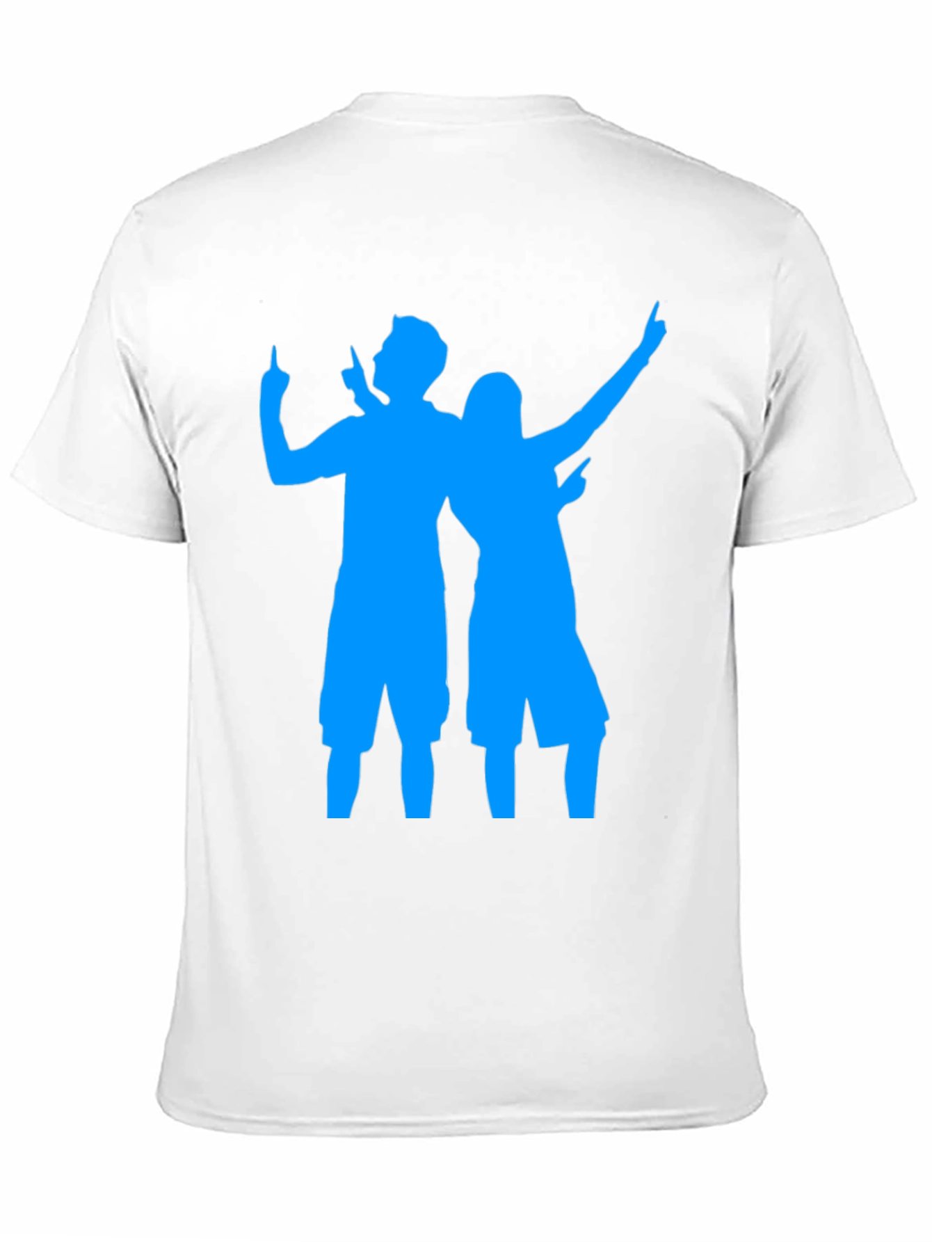 Fun Black Tee with Blue Silhouette Design