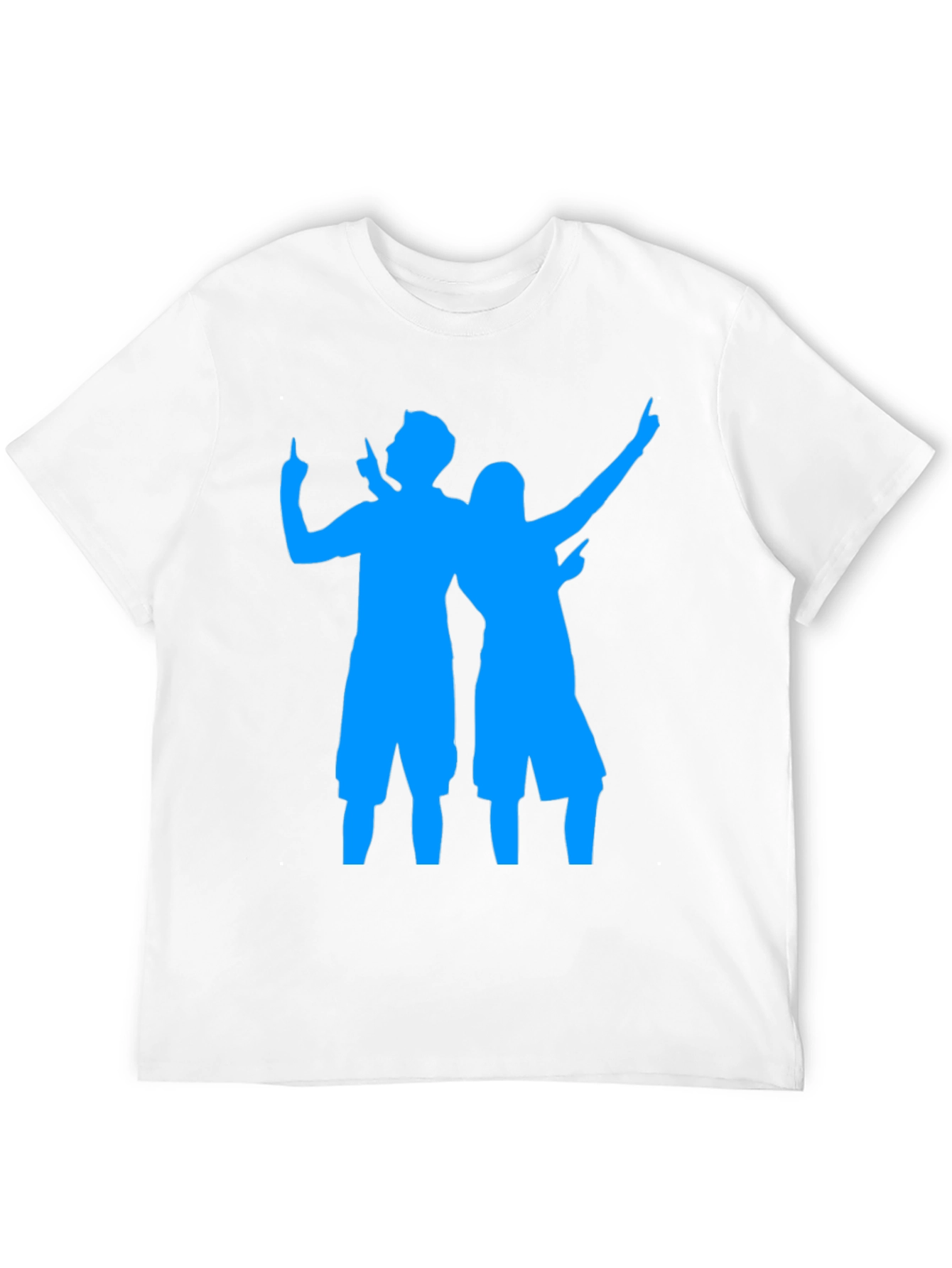 Fun Black Tee with Blue Silhouette Design