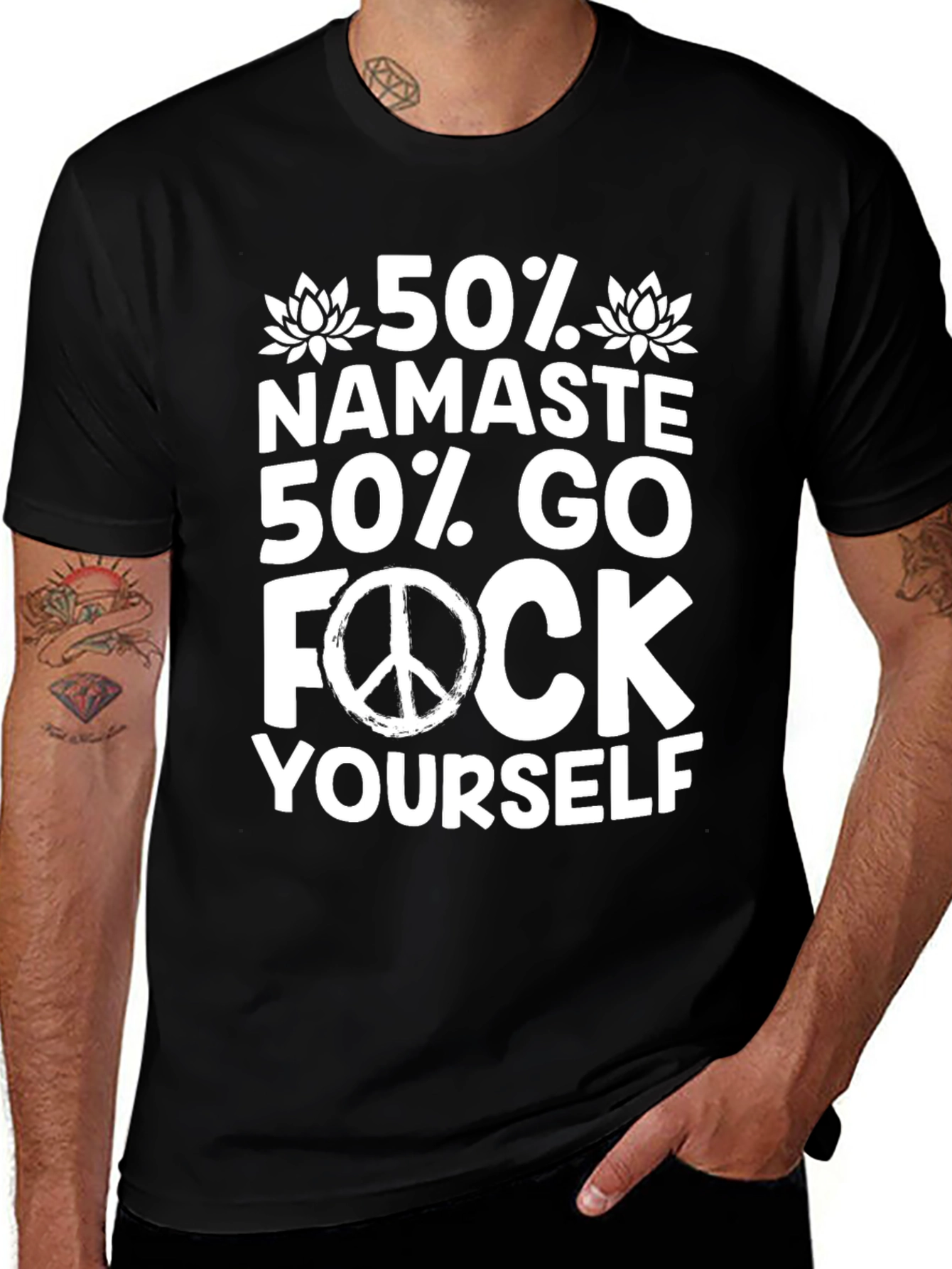 Humorous 50% Namaste Graphic T-Shirt