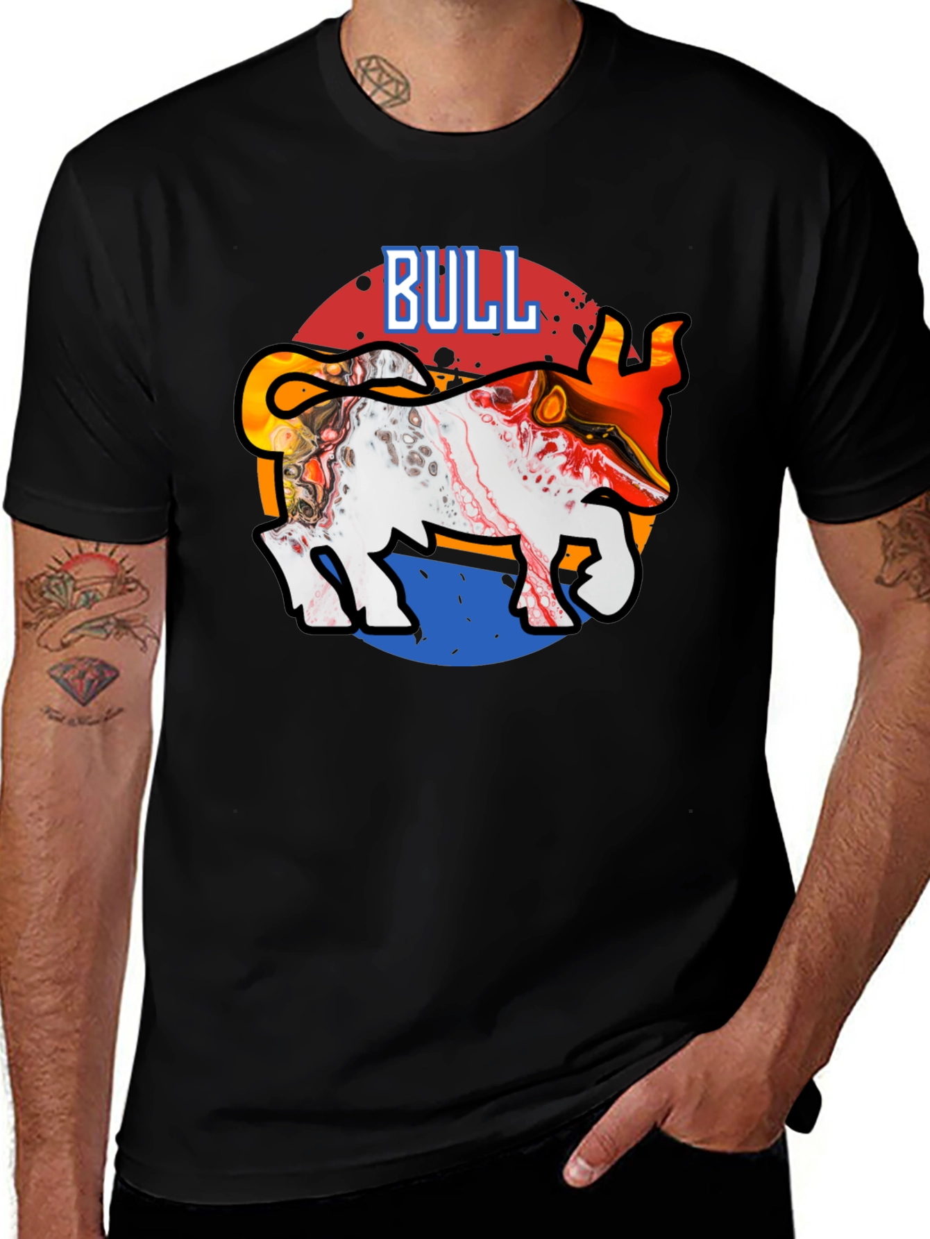Bull Graphic Tee - Stylish Mens Black T-Shirt
