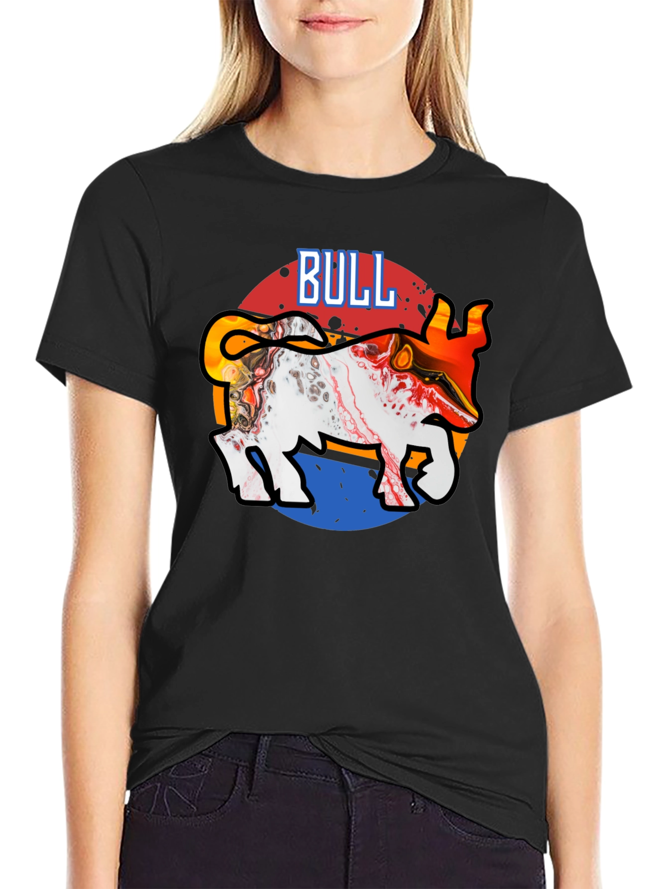 Bull Graphic Tee - Stylish Mens Black T-Shirt