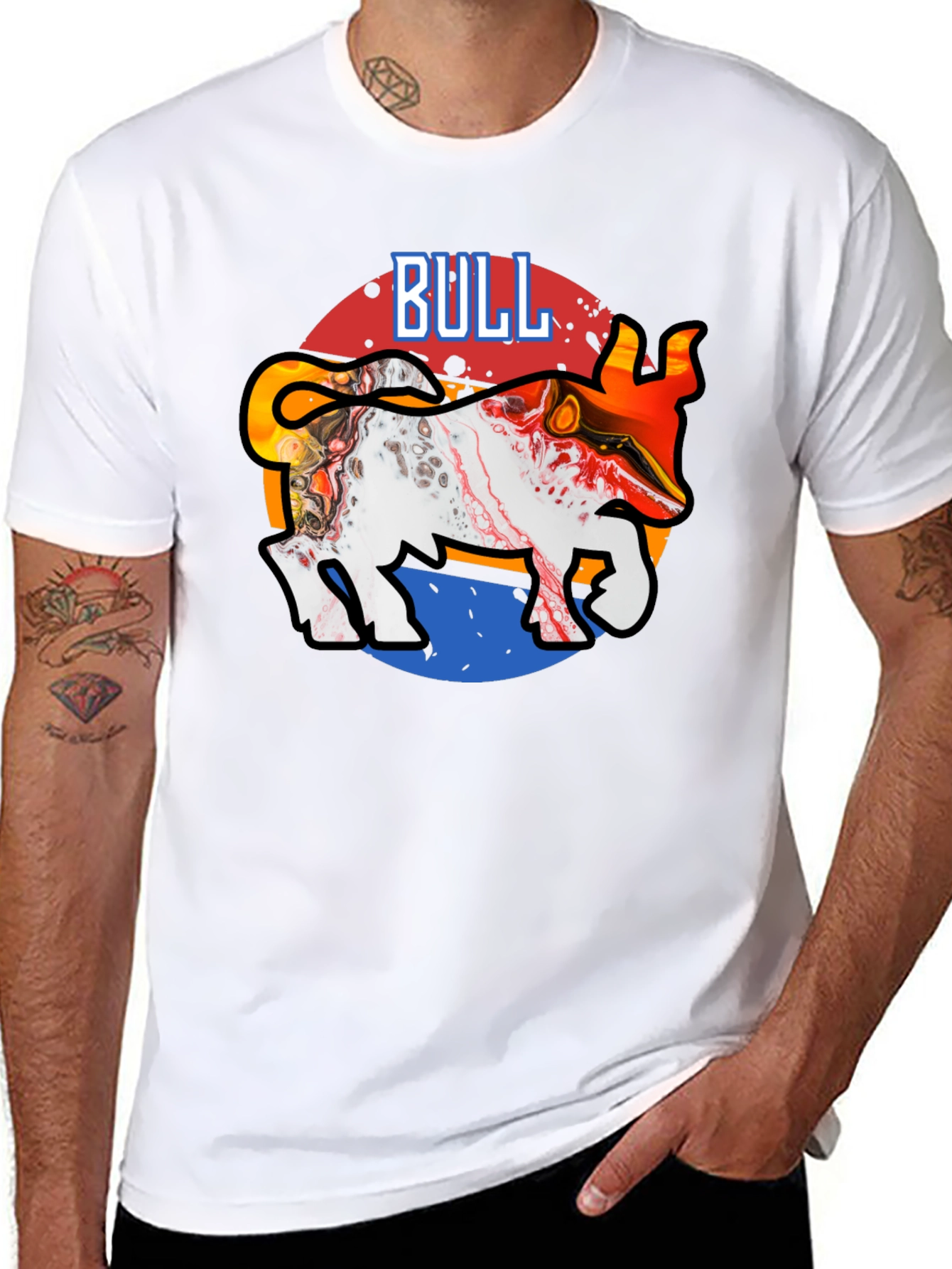 Bull Graphic Tee - Stylish Mens Black T-Shirt