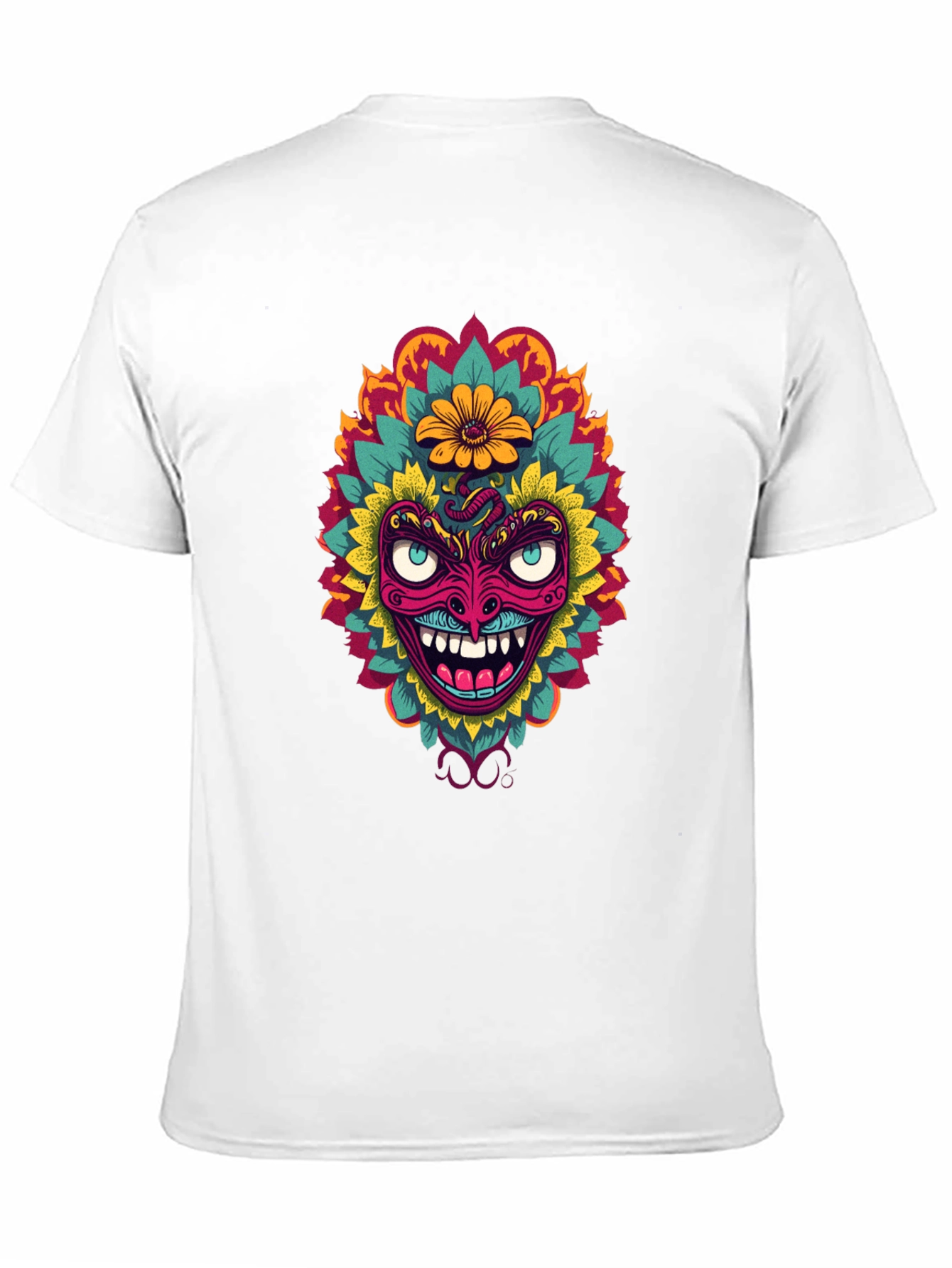 Psychedelic Mask Graphic Tee - Bold Black T-Shirt