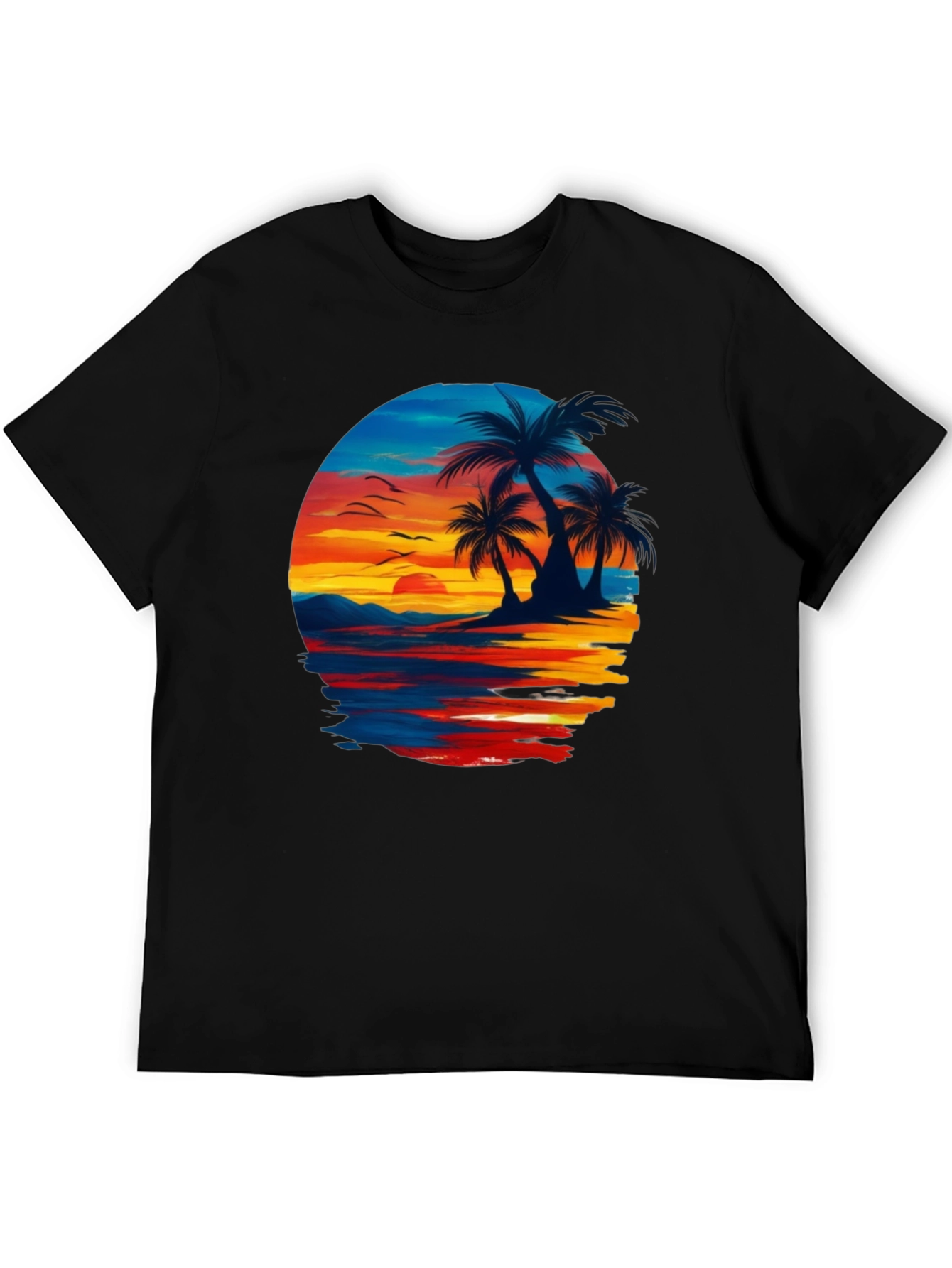 Sunset Beach Palm Tree Graphic Tee