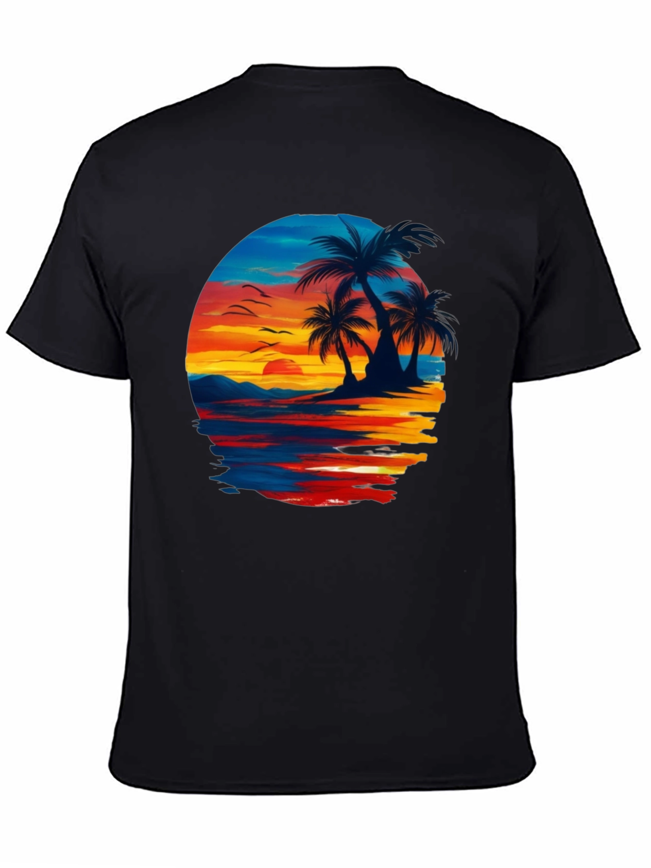 Sunset Beach Palm Tree Graphic Tee