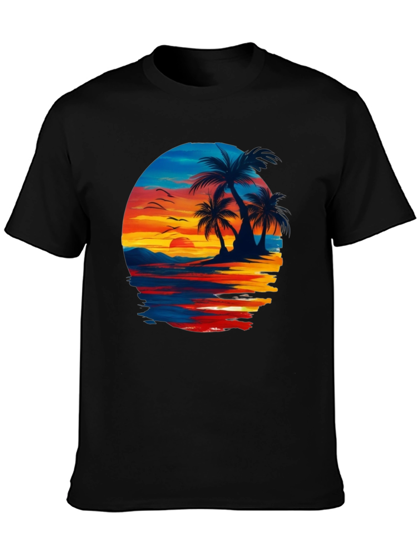 Sunset Beach Palm Tree Graphic Tee