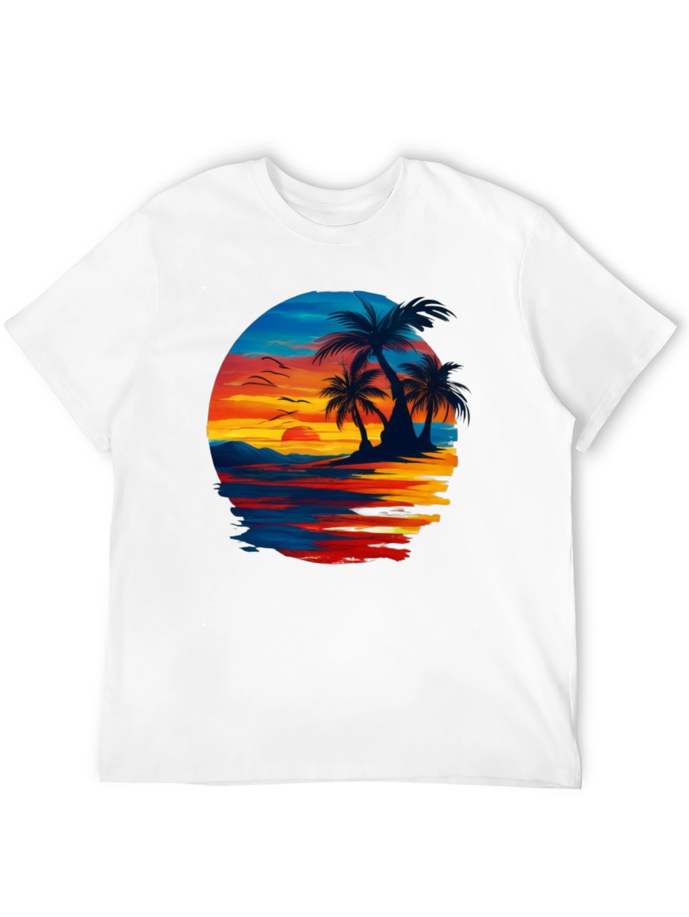 Sunset Beach Palm Tree Graphic Tee