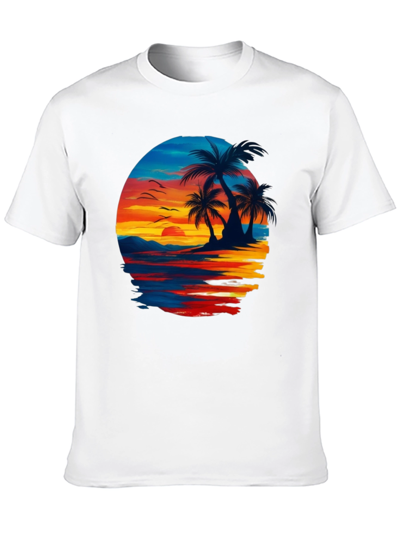 Sunset Beach Palm Tree Graphic Tee