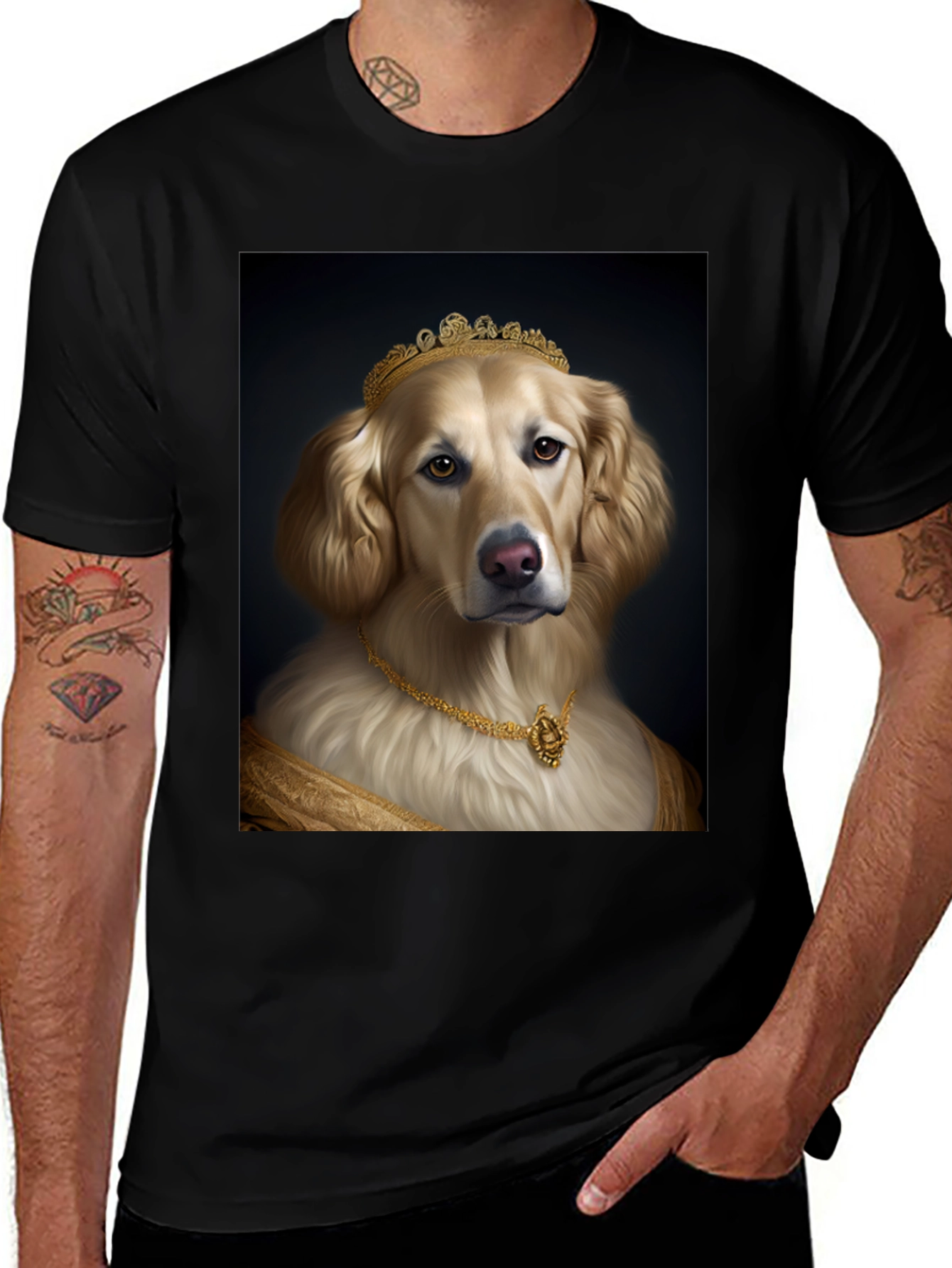 Golden Retriever Queen Black T-Shirt
