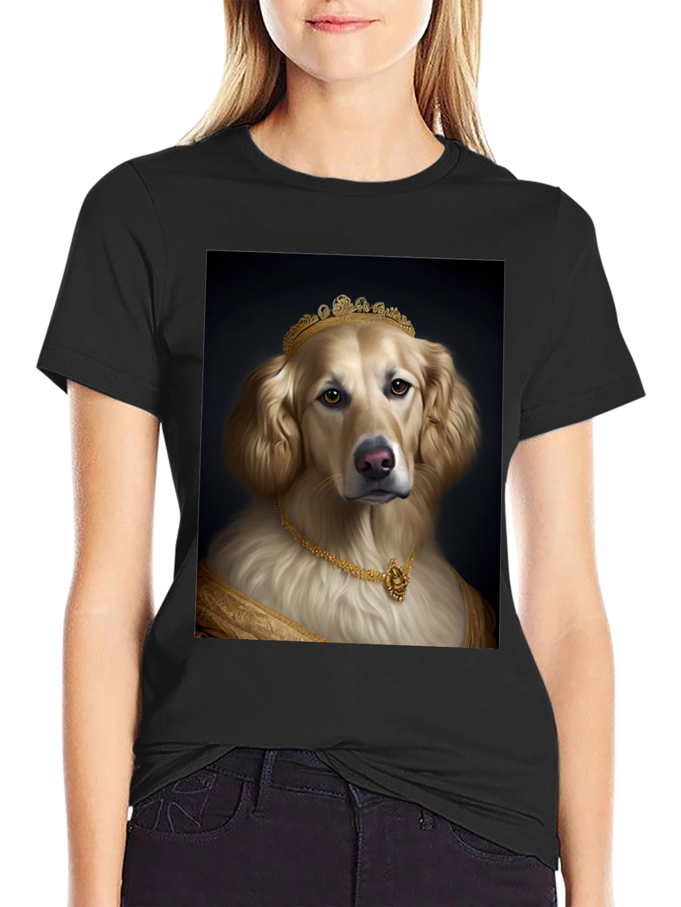Golden Retriever Queen Black T-Shirt