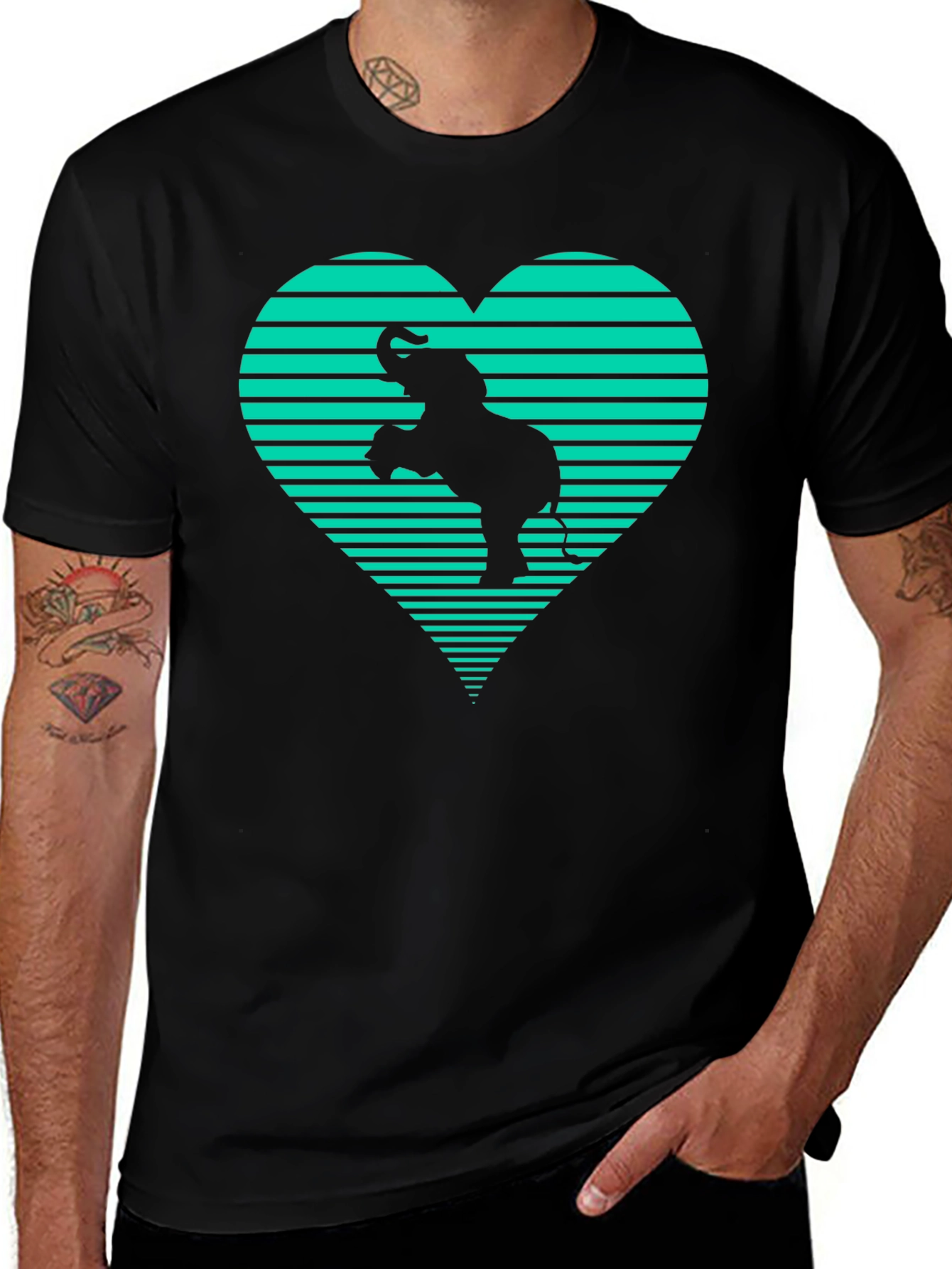 Elephant Heart Graphic Tee - Black