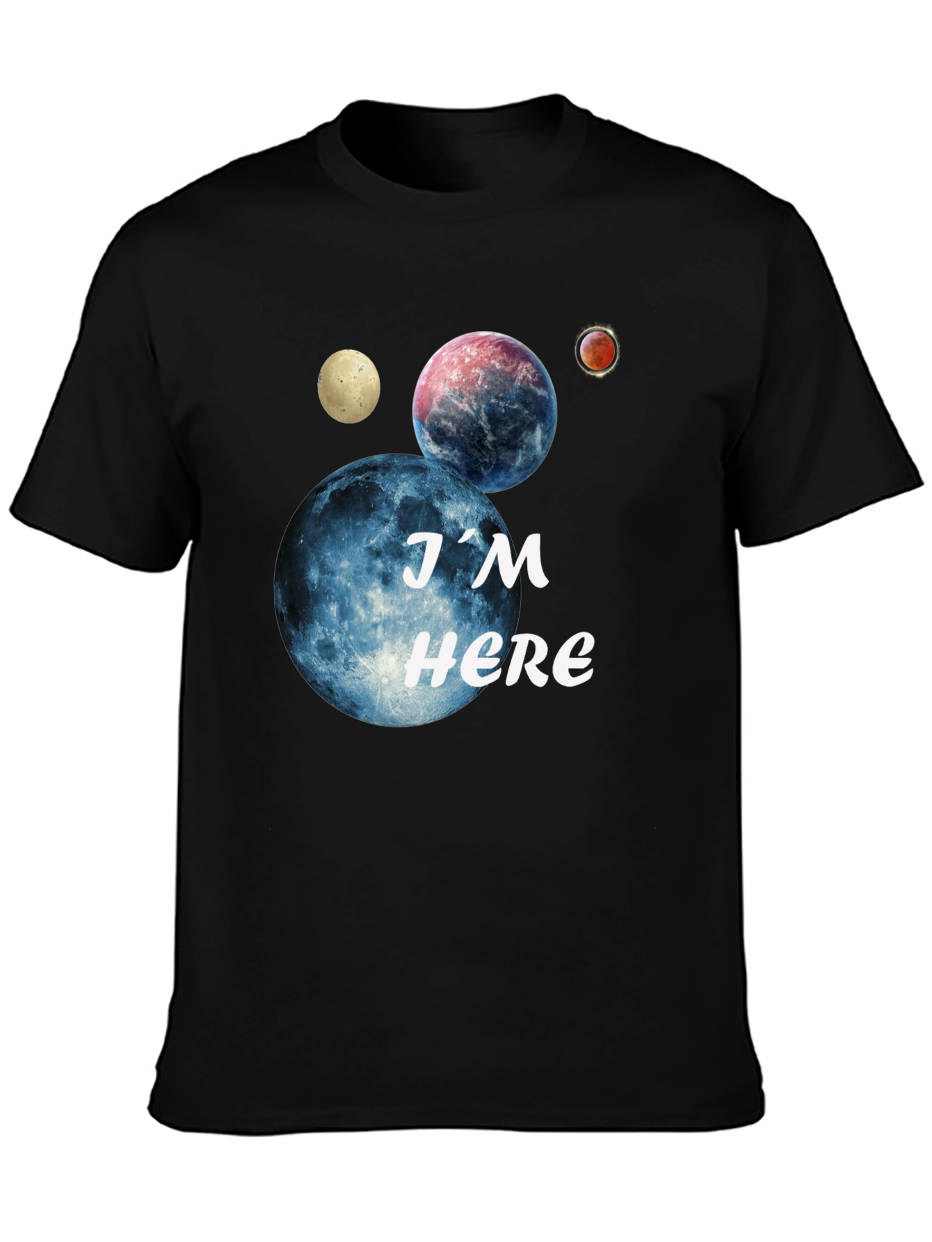 Im Here Planets Graphic Tee - Black Cotton