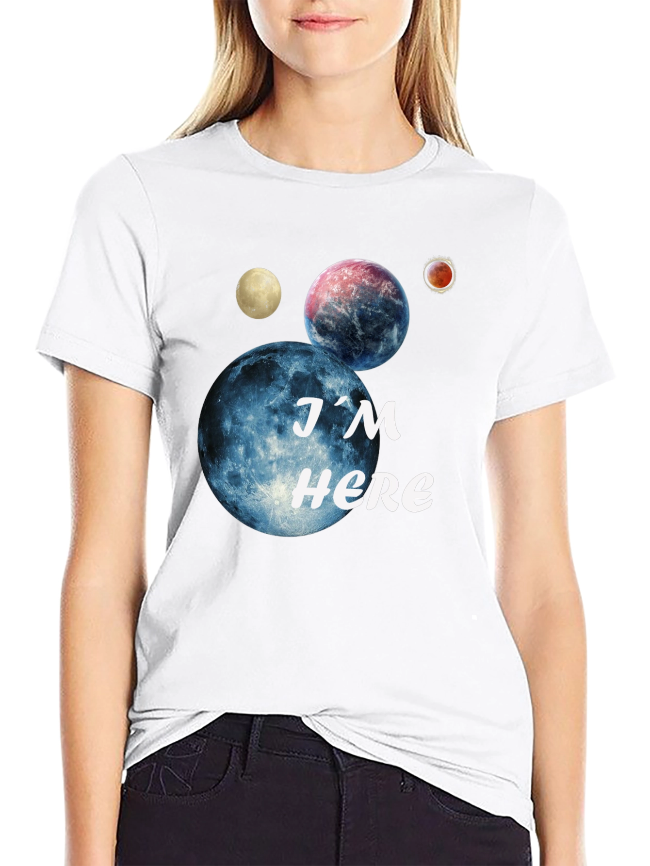 Im Here Planets Graphic Tee - Black Cotton