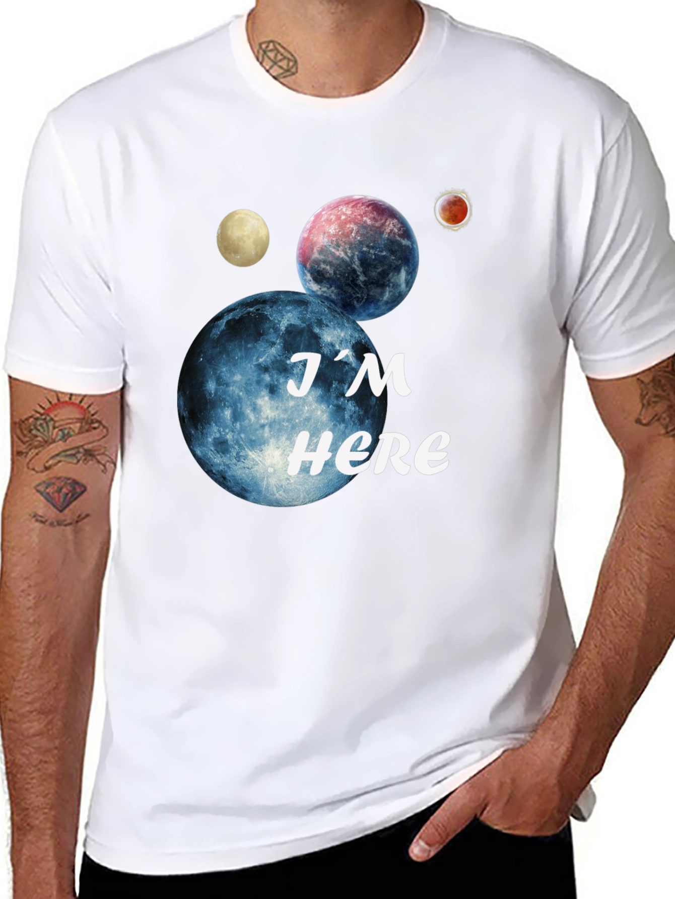 Im Here Planets Graphic Tee - Black Cotton