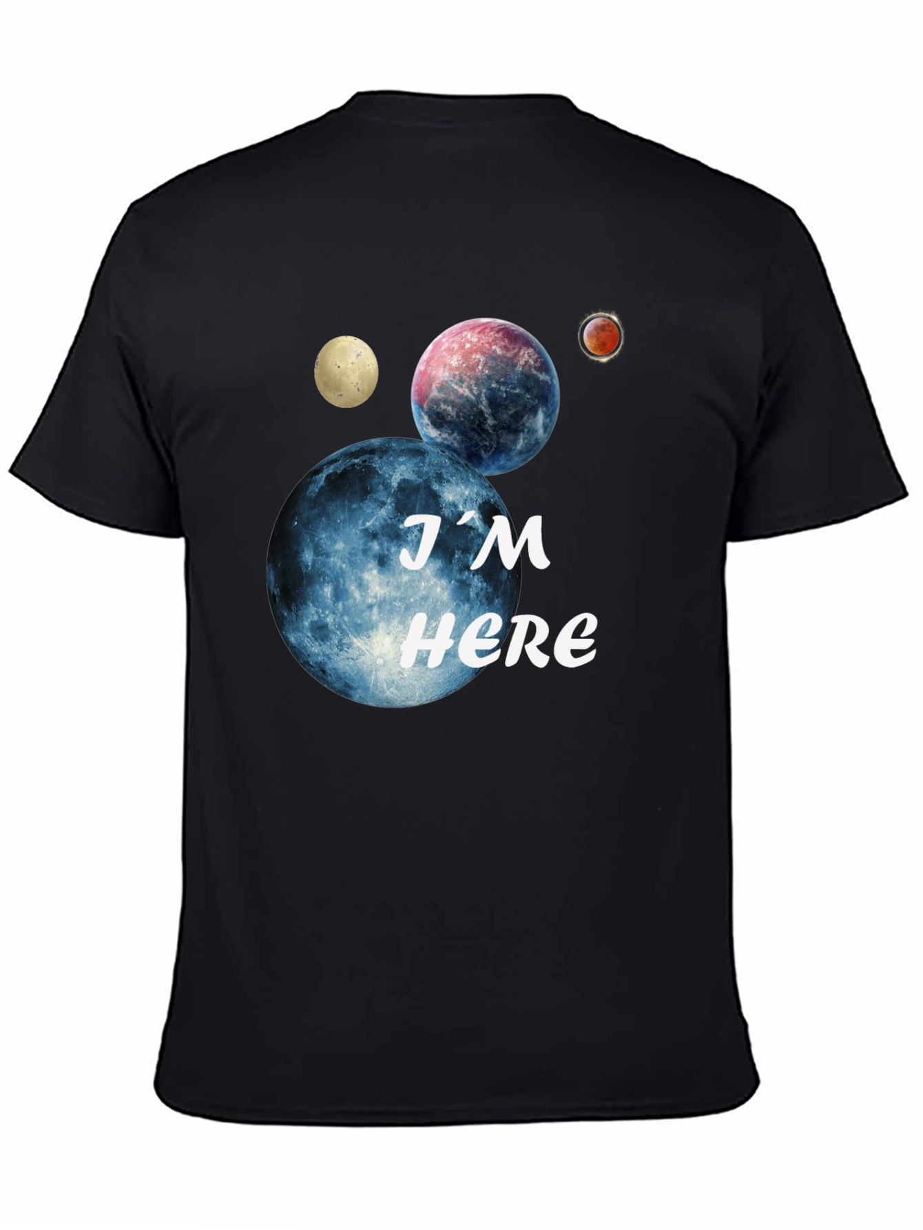 Im Here Planets Graphic Tee - Black Cotton