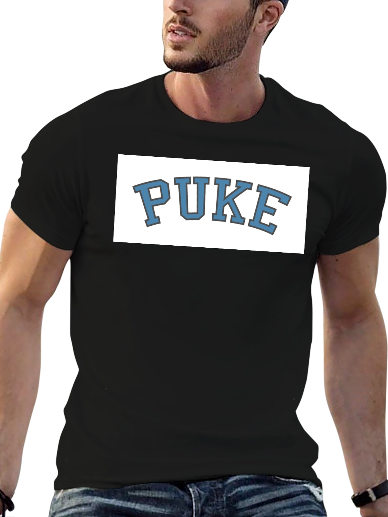 PUKE Graphic Tee - Novelty College Style T-Shirt