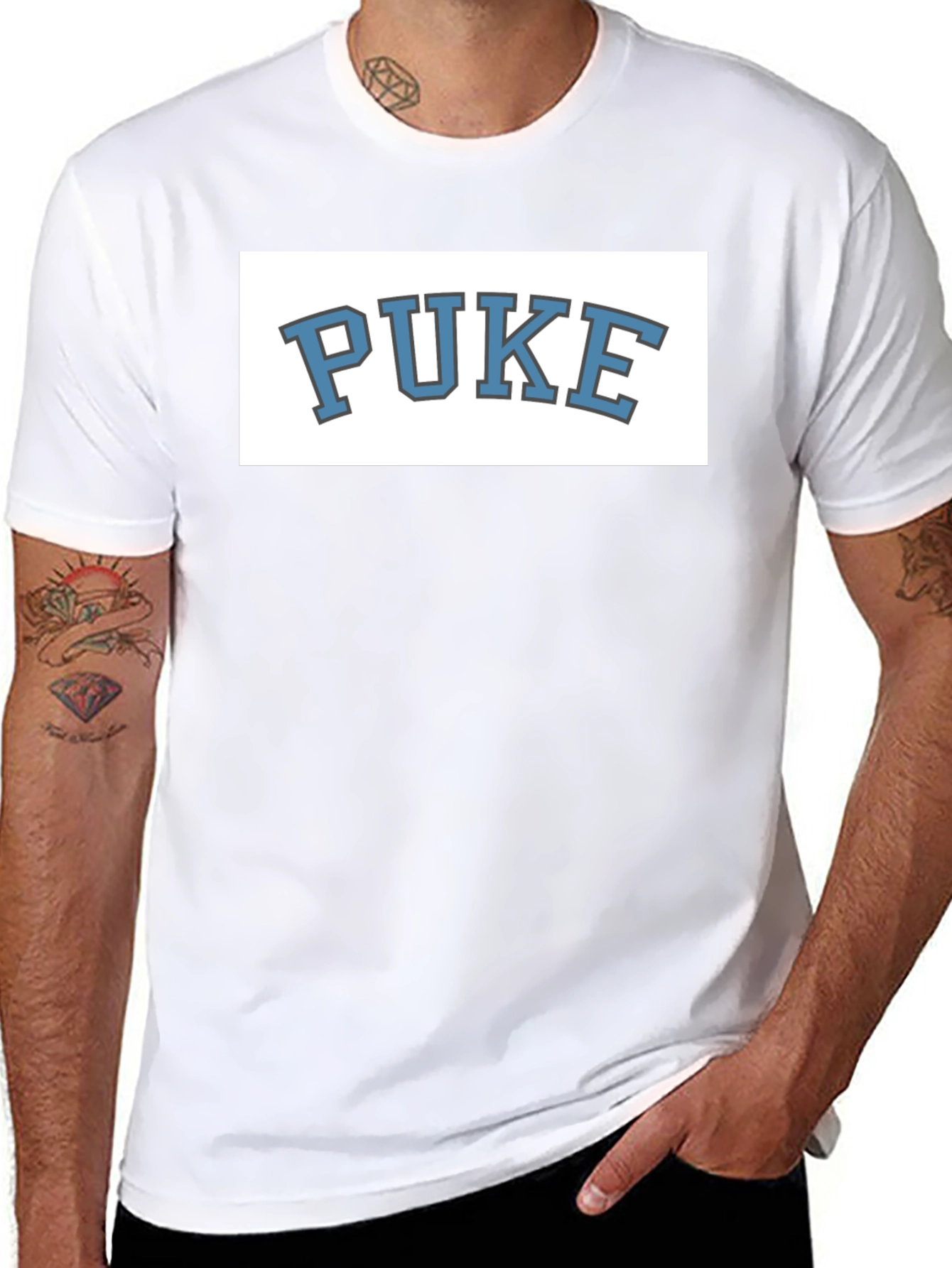 PUKE Graphic Tee - Novelty College Style T-Shirt