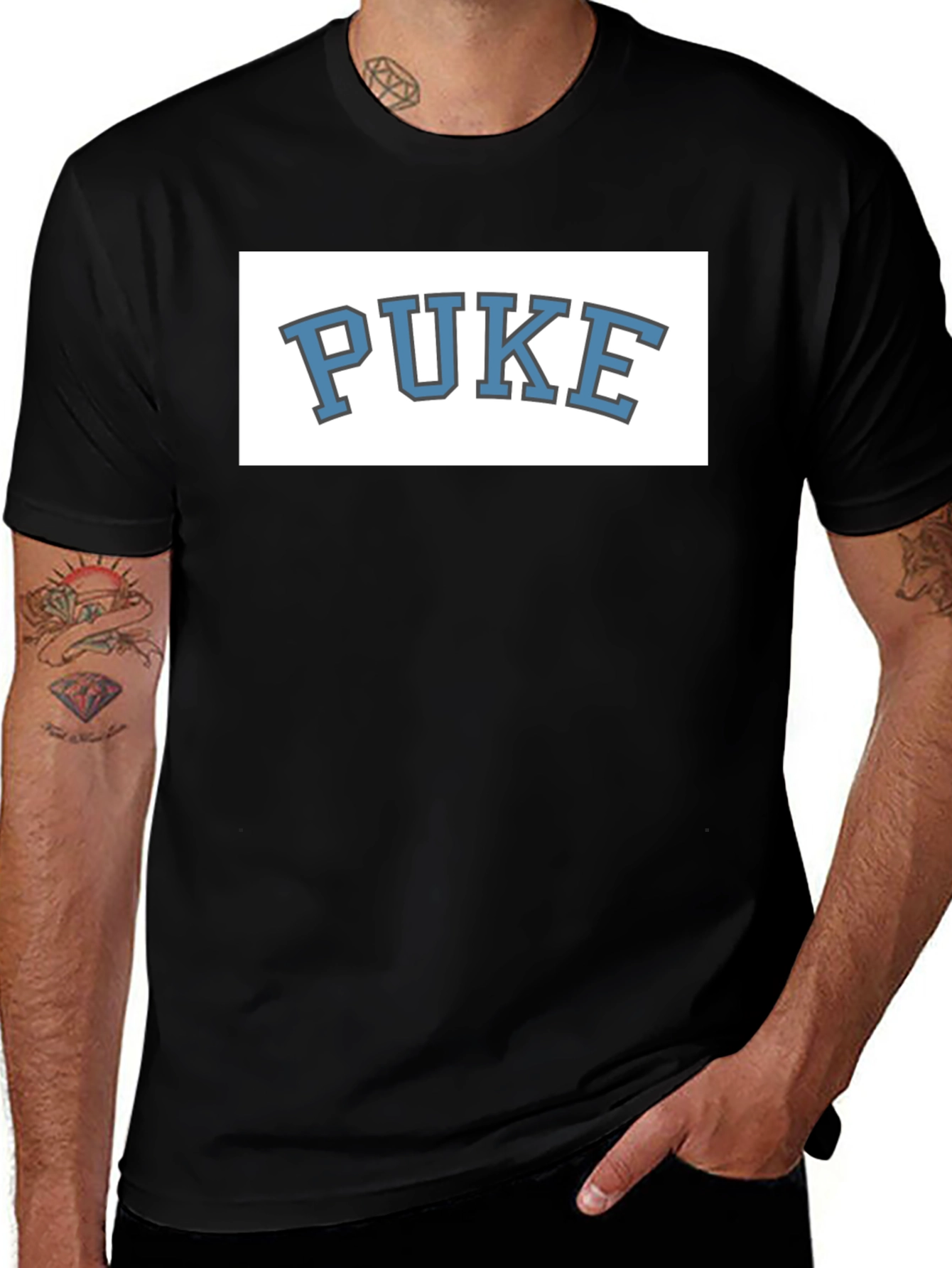 PUKE Graphic Tee - Novelty College Style T-Shirt