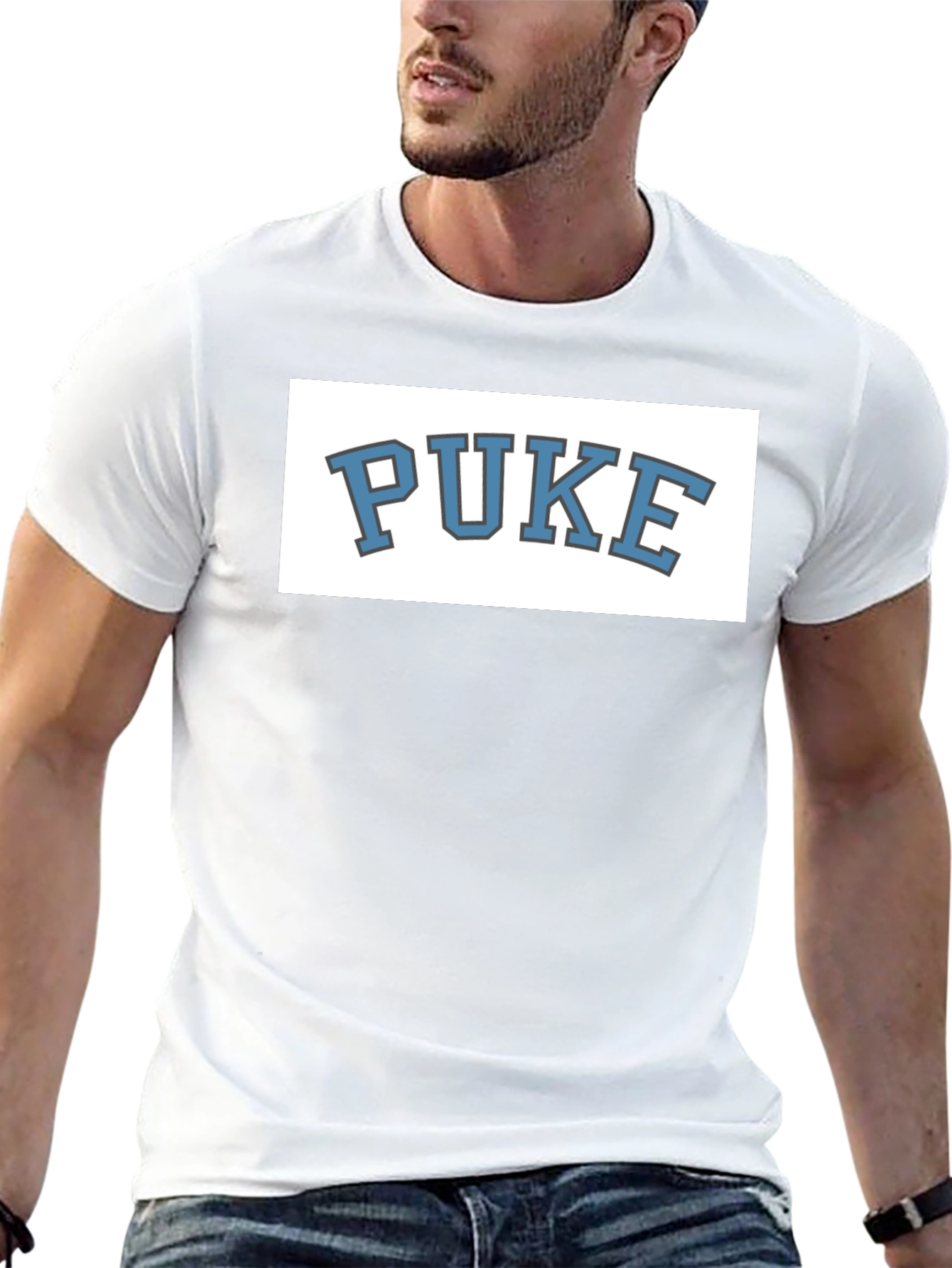 PUKE Graphic Tee - Novelty College Style T-Shirt