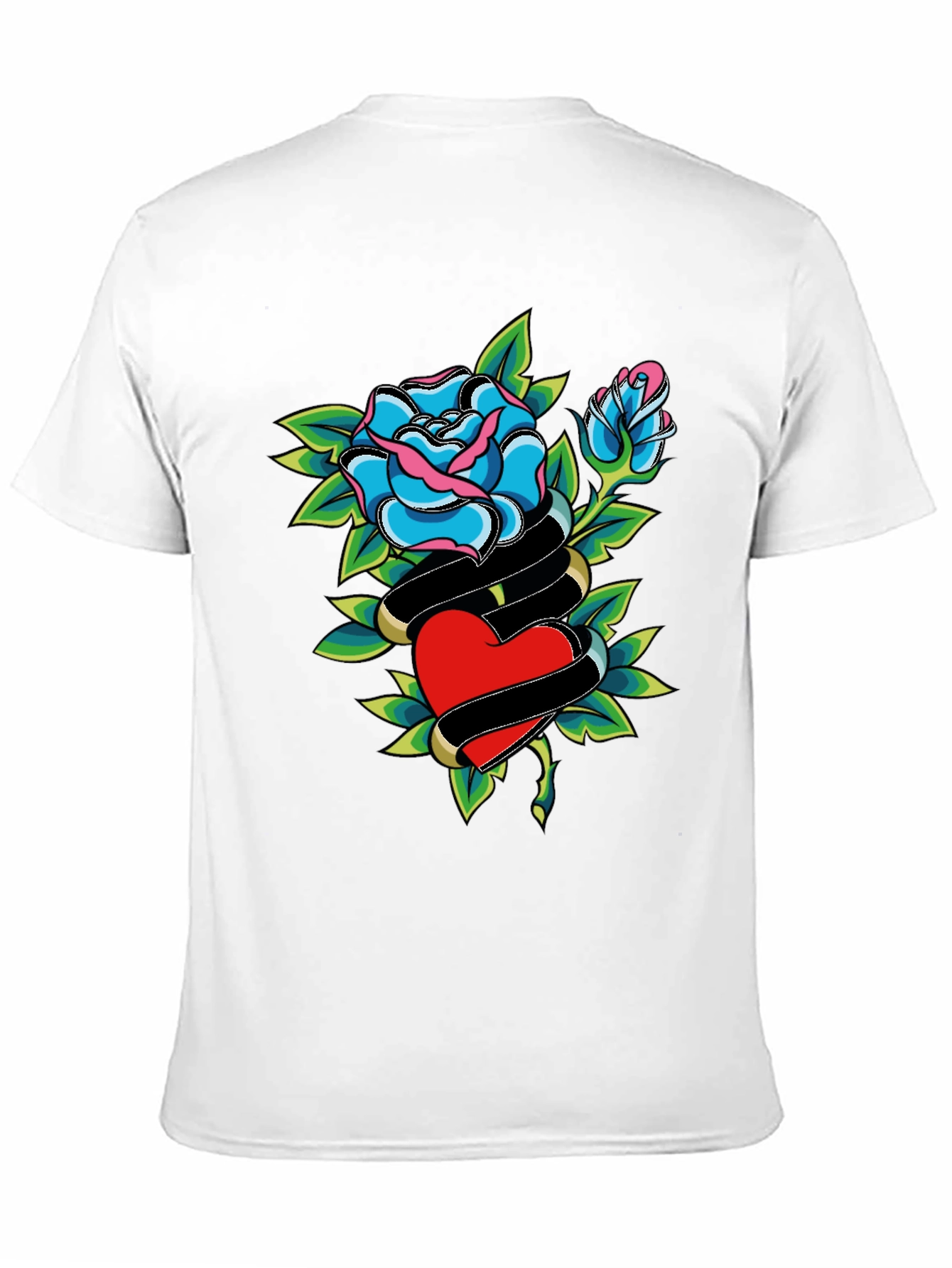 Rose & Heart Graphic Black T-Shirt