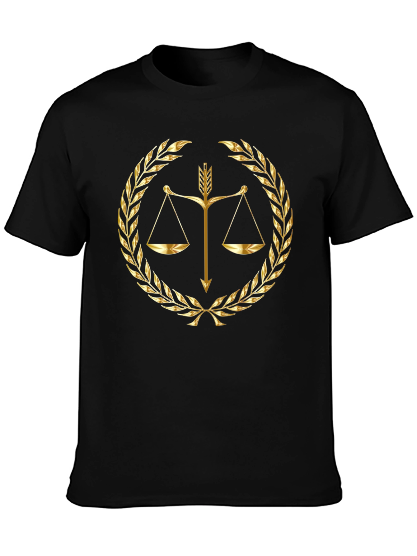 Scales of Justice Gold Print Black T-Shirt