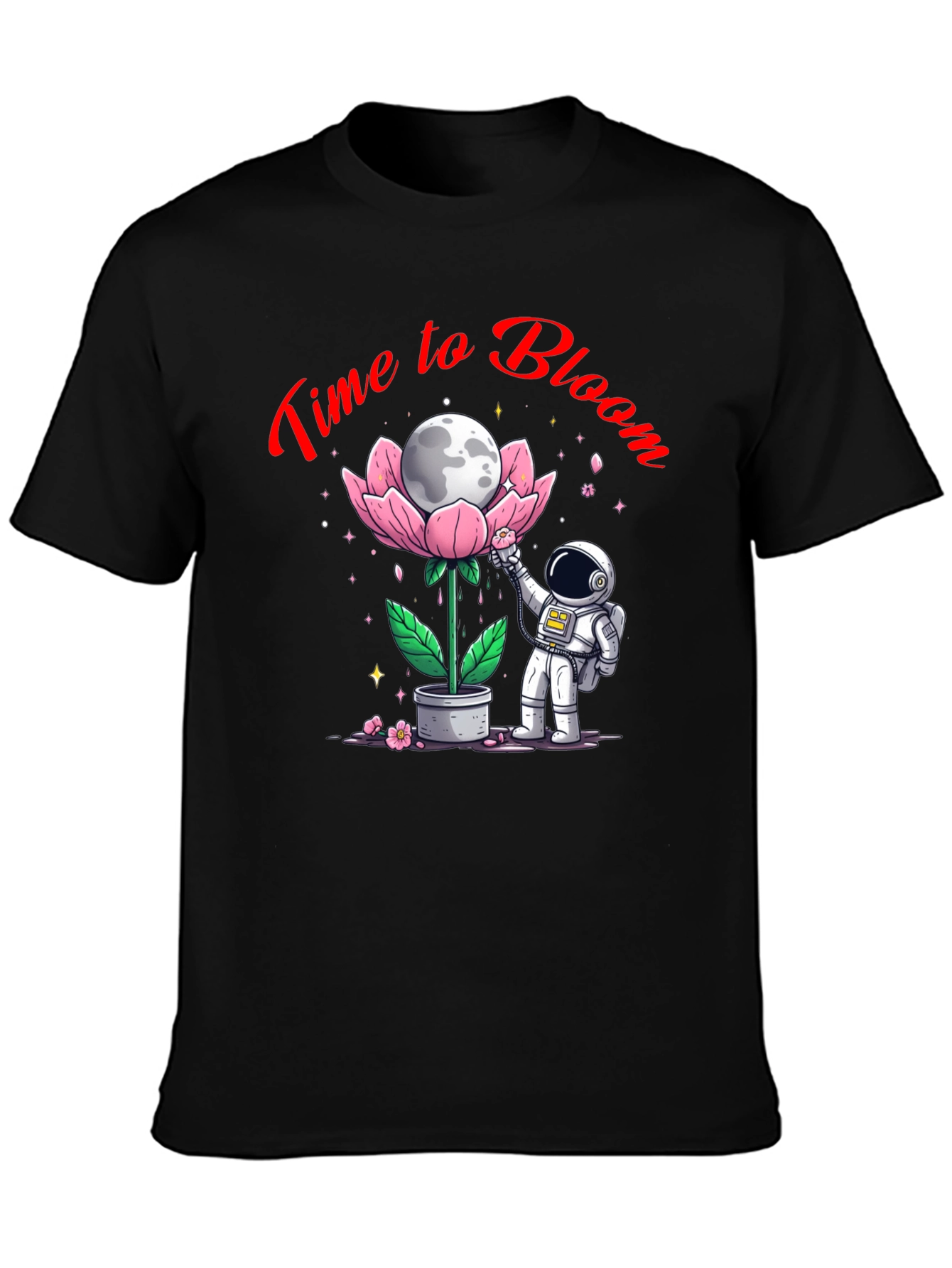 Time to Bloom T-Shirt - Astronaut Moon Flower Tee