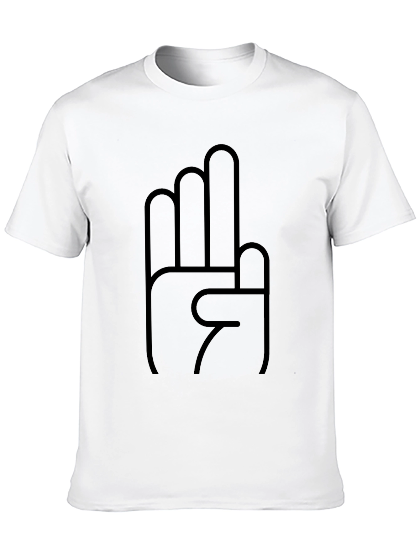 Minimalist Hand Gesture Graphic Tee - Black