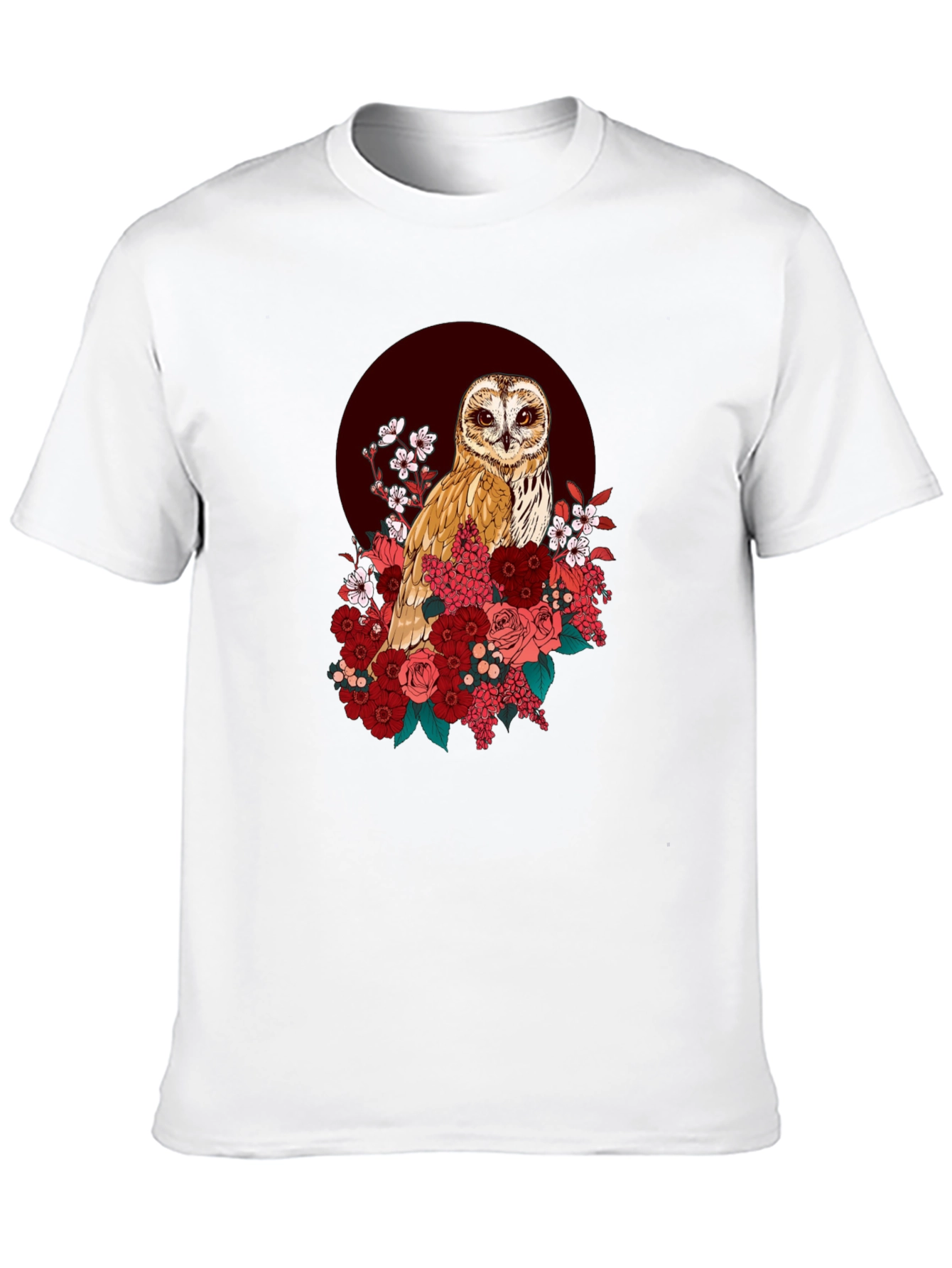 Owl & Floral Graphic T-Shirt