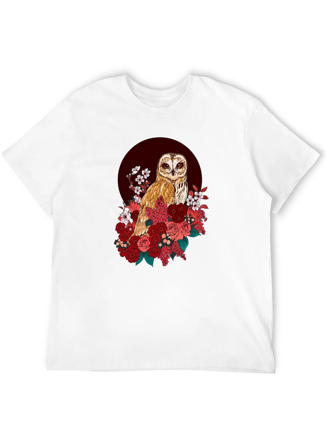 Owl & Floral Graphic T-Shirt