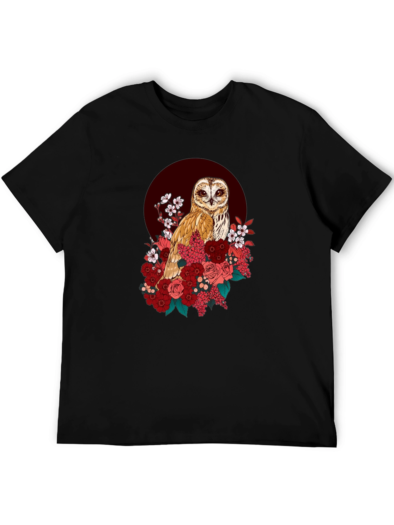 Owl & Floral Graphic T-Shirt