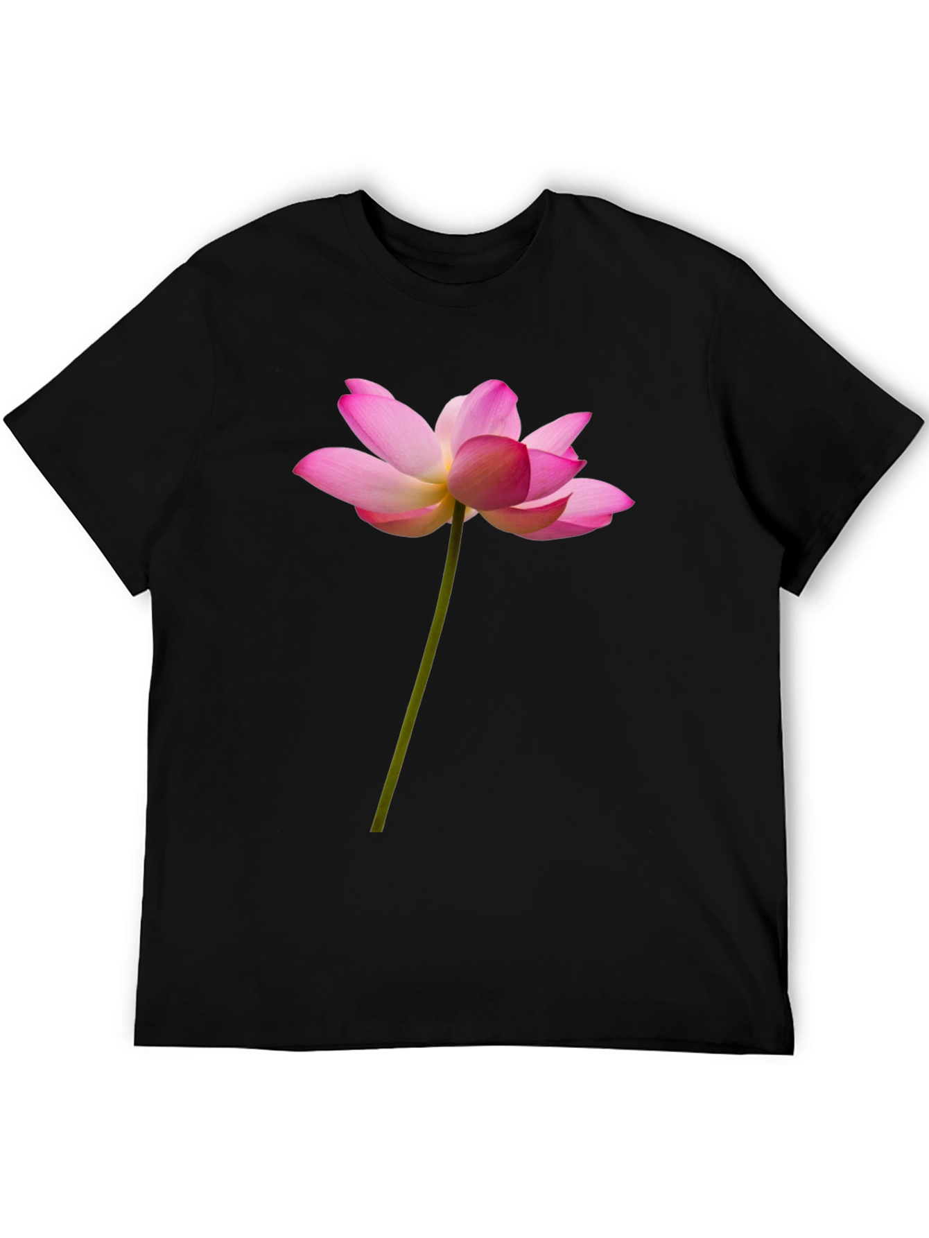 Lotus Flower Graphic Tee - Black Cotton T-Shirt
