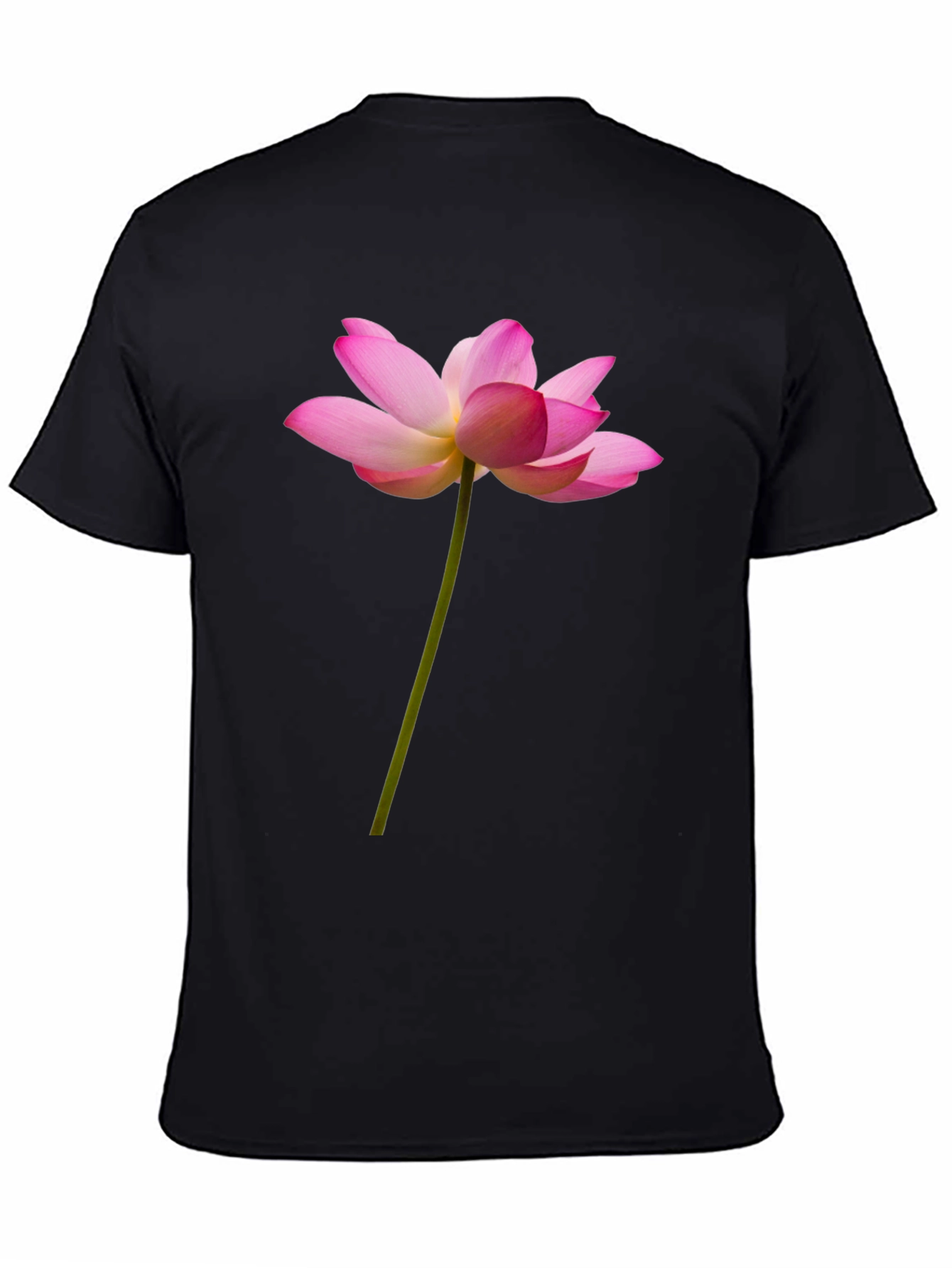 Lotus Flower Graphic Tee - Black Cotton T-Shirt