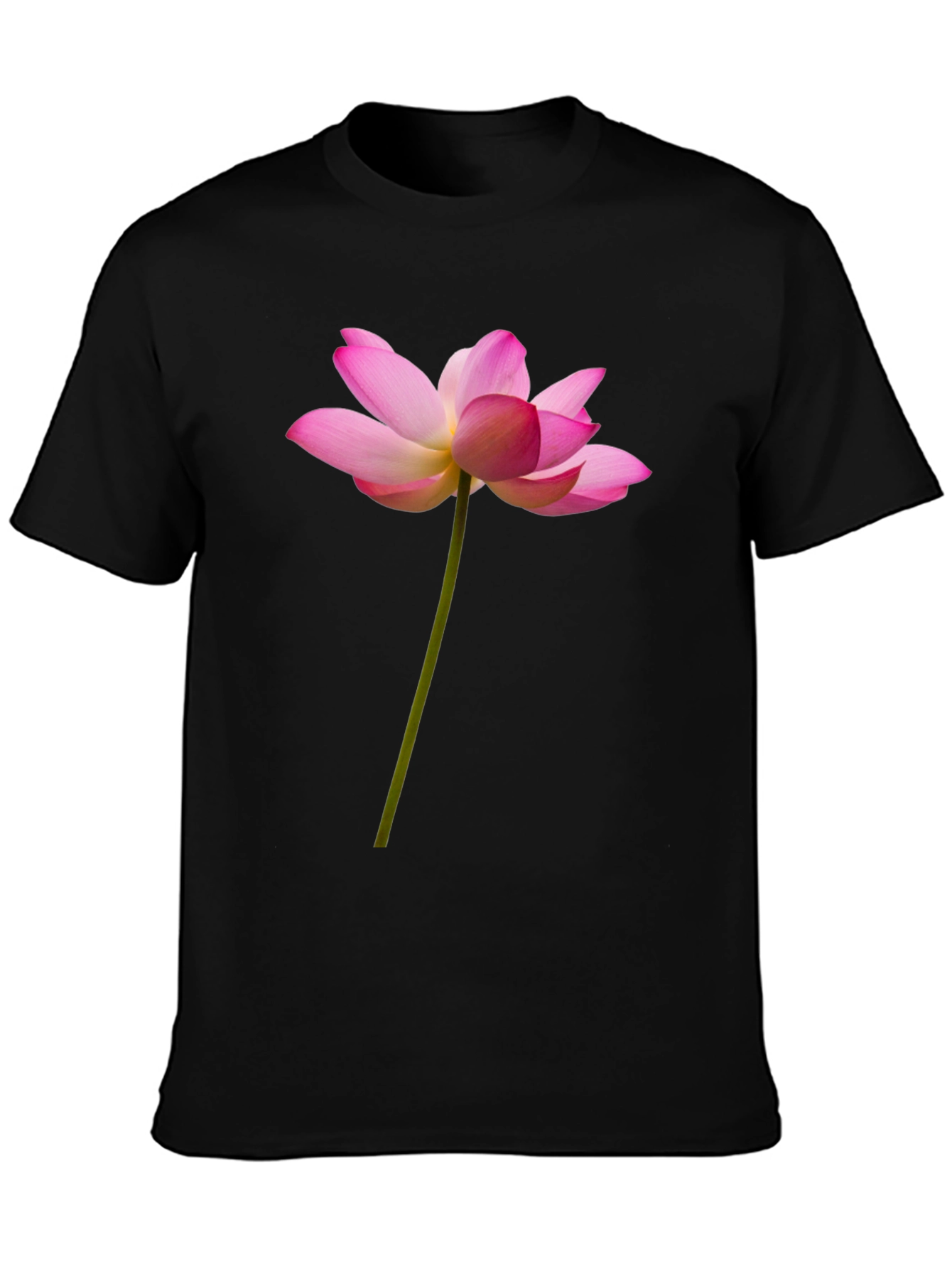 Lotus Flower Graphic Tee - Black Cotton T-Shirt