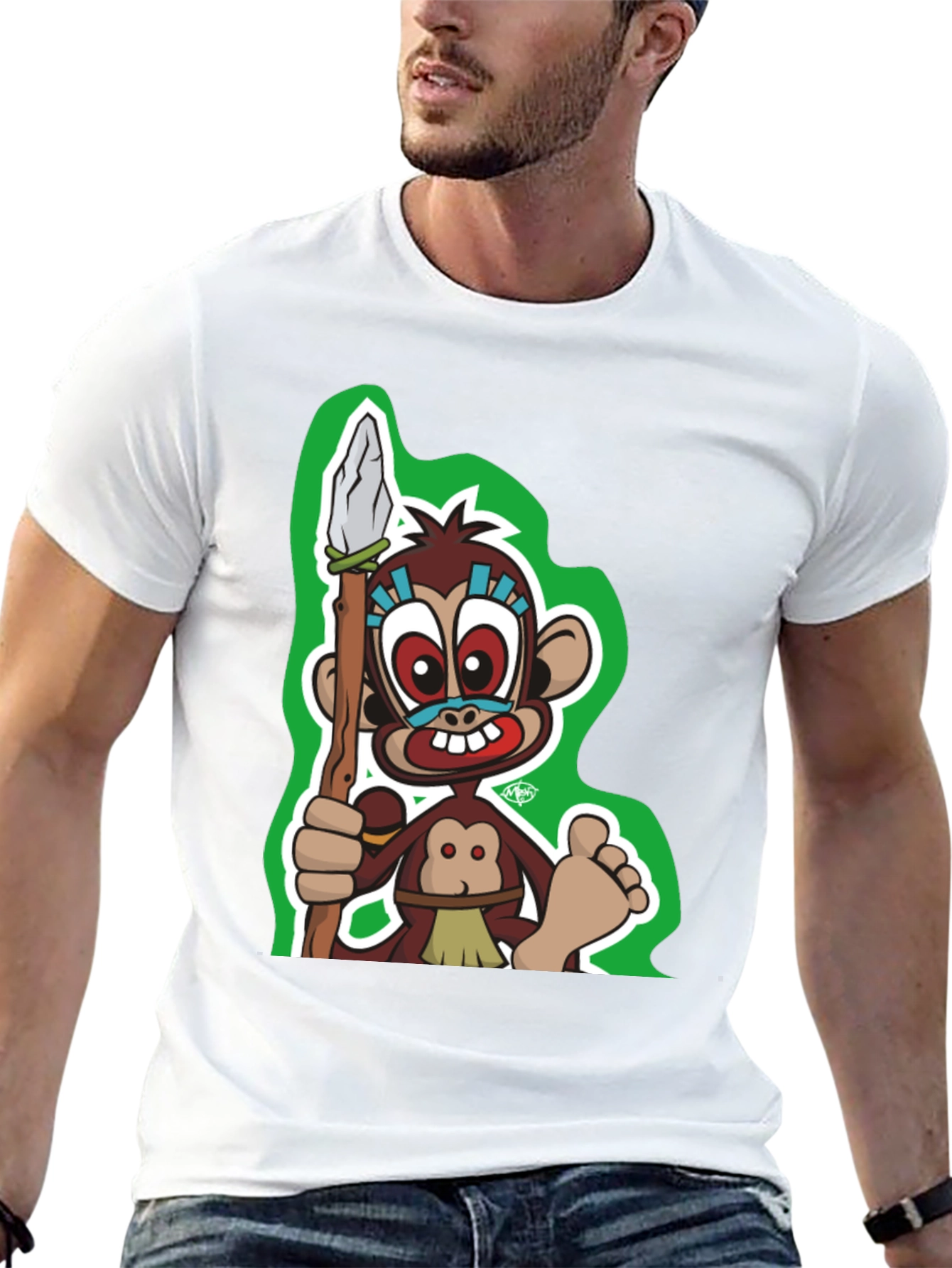 Monkey Cartoon Graphic Black T-Shirt