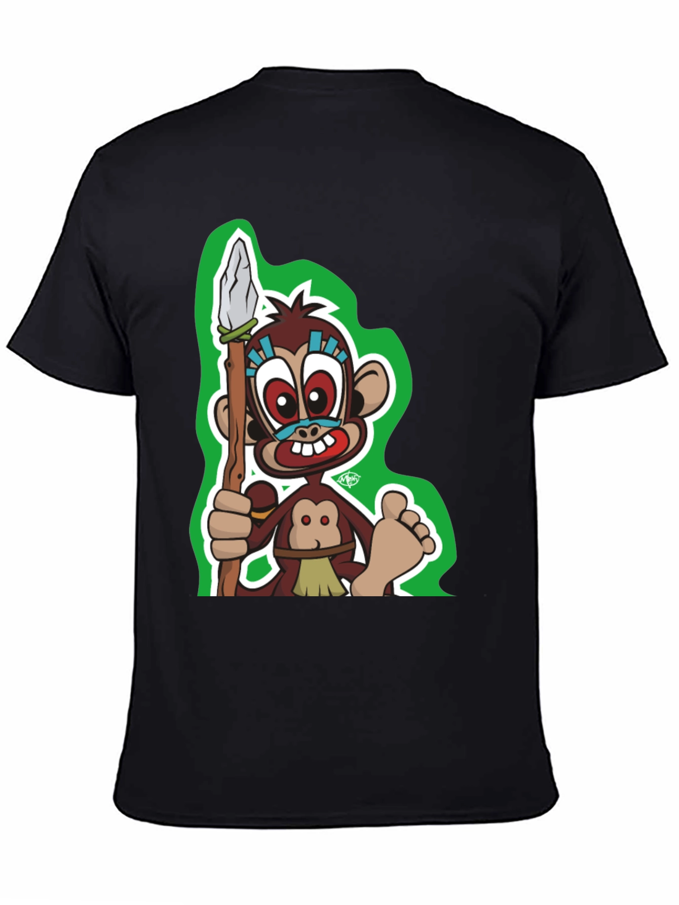 Monkey Cartoon Graphic Black T-Shirt