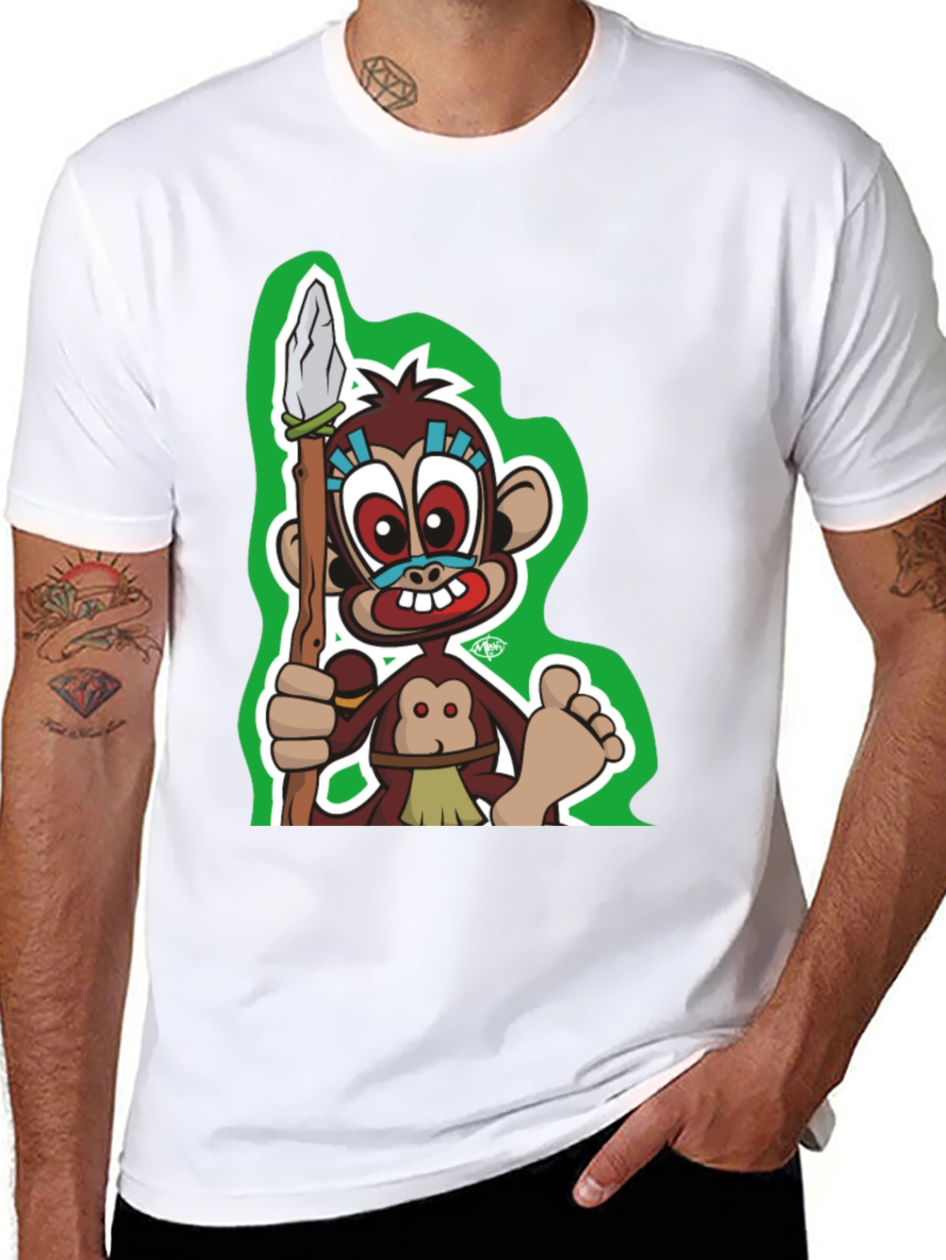 Monkey Cartoon Graphic Black T-Shirt