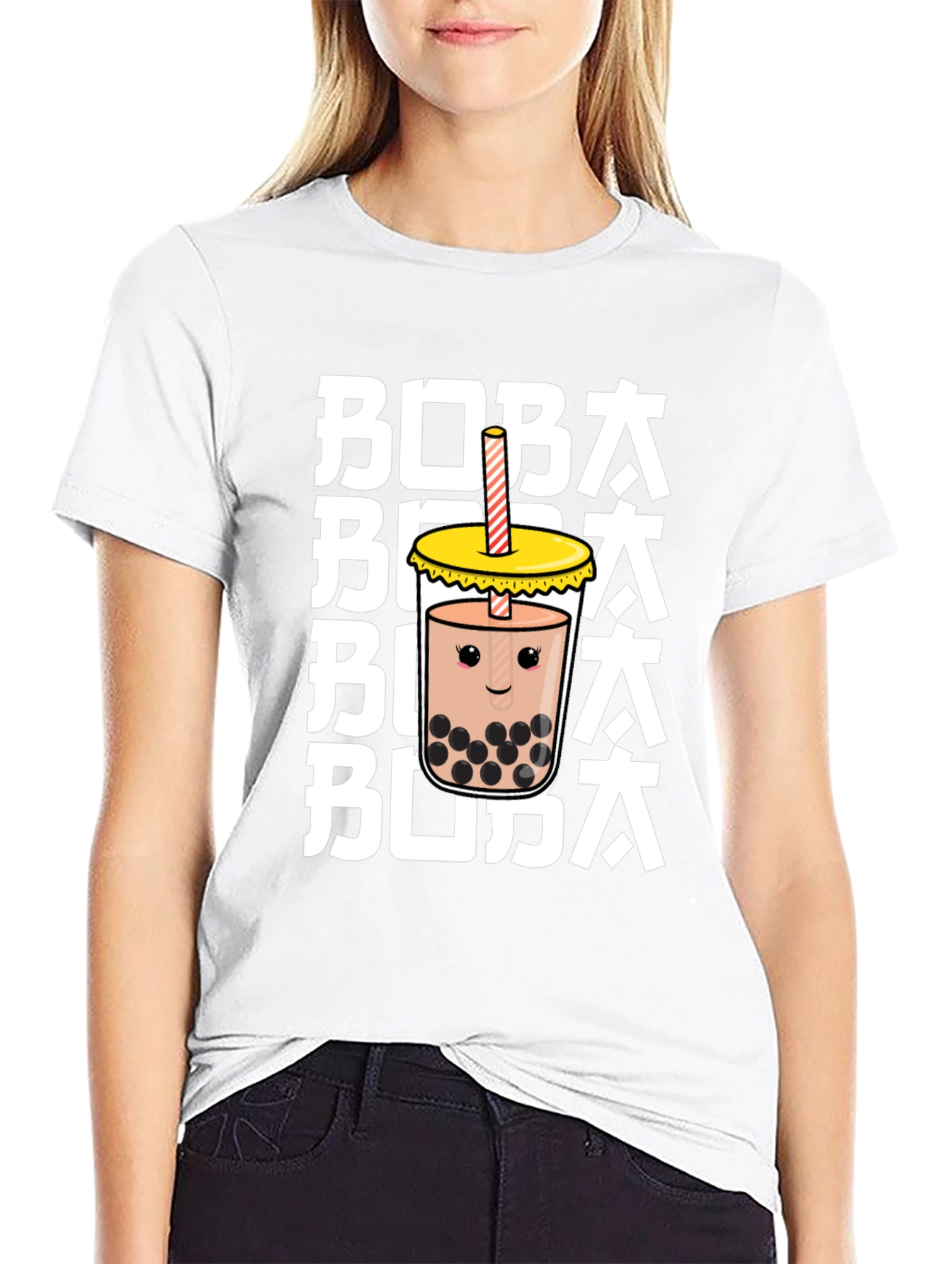 Cute Boba Tea Graphic Tee - Unisex Black T-Shirt