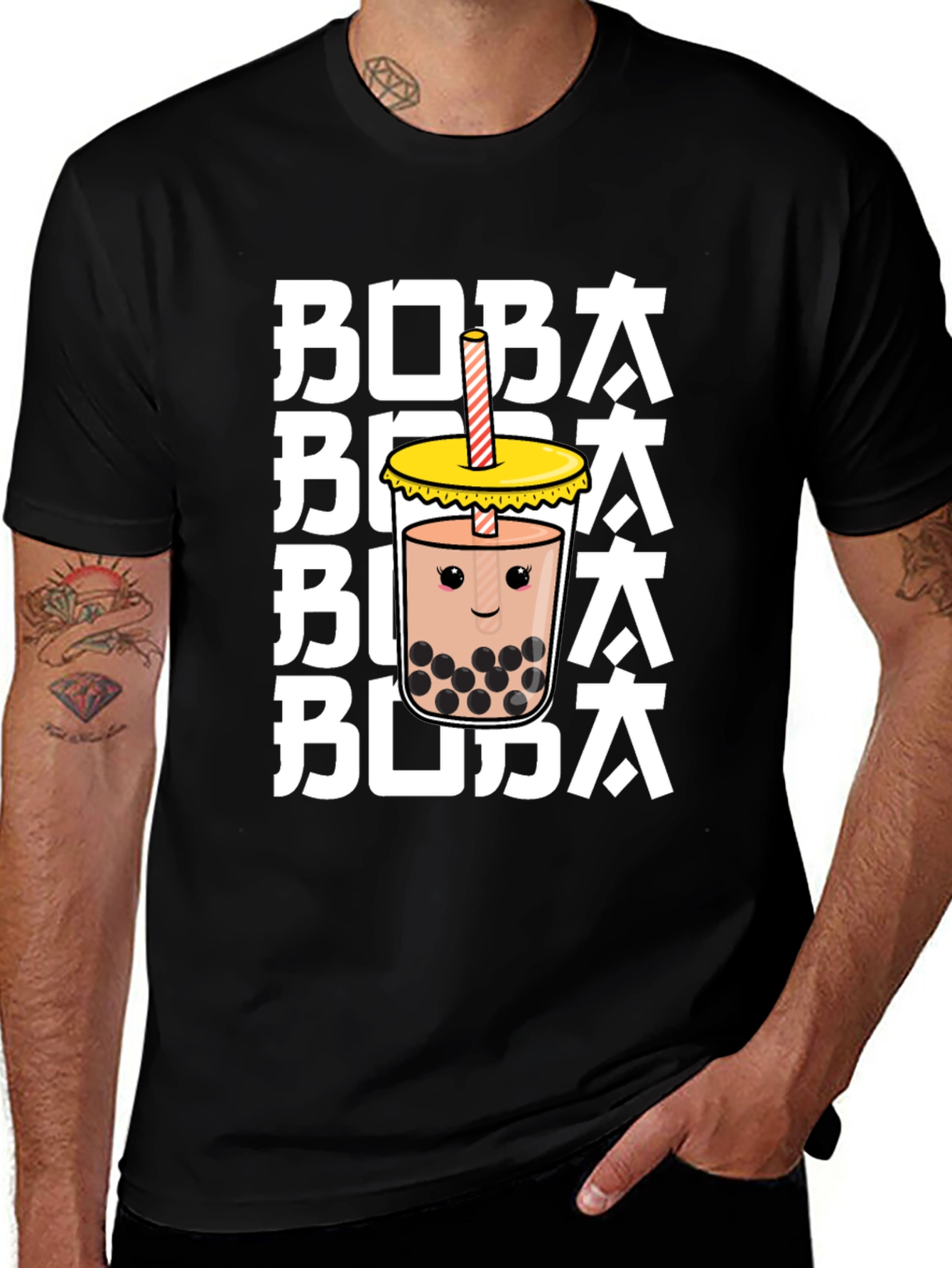 Cute Boba Tea Graphic Tee - Unisex Black T-Shirt