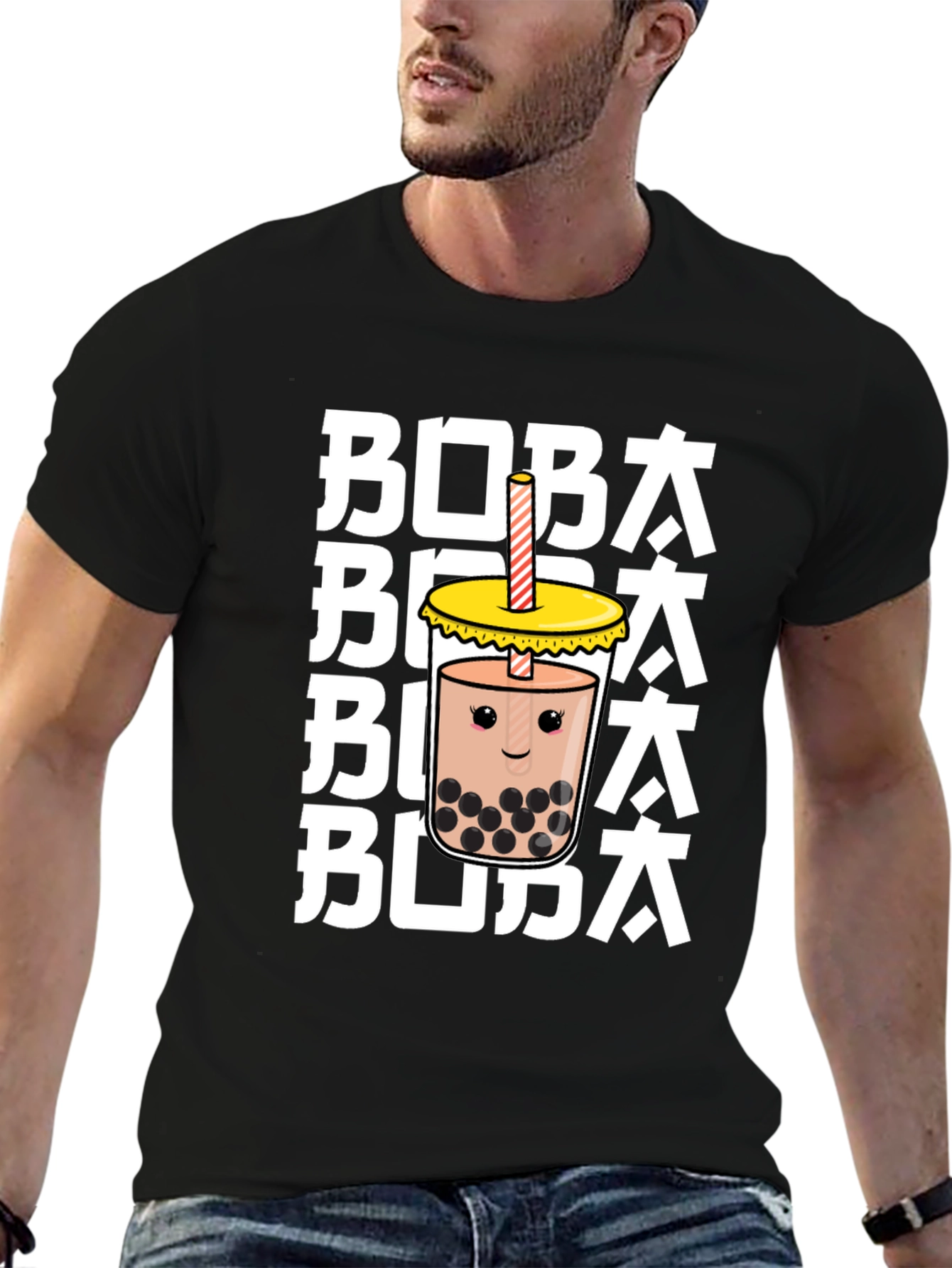 Cute Boba Tea Graphic Tee - Unisex Black T-Shirt