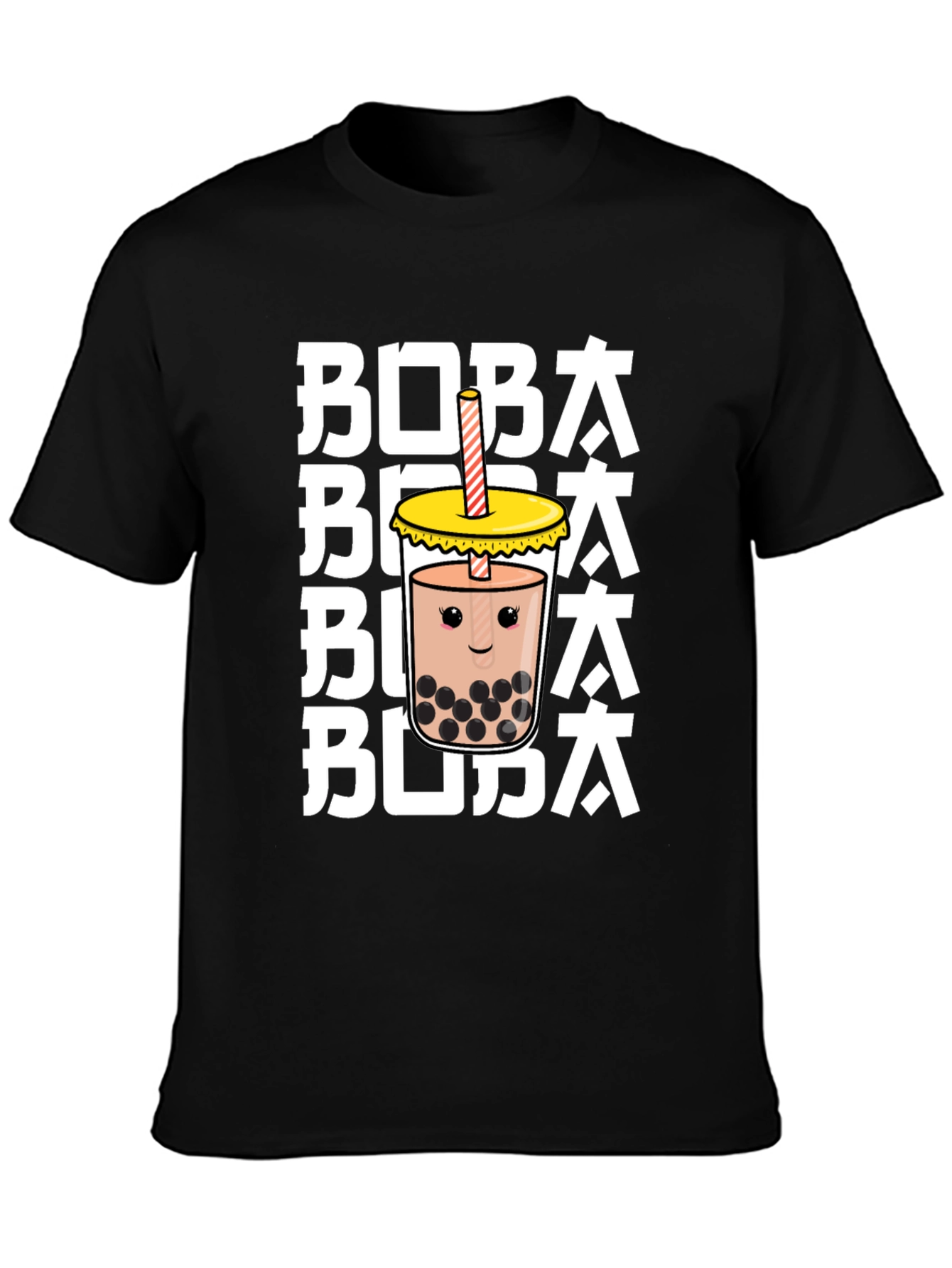 Cute Boba Tea Graphic Tee - Unisex Black T-Shirt