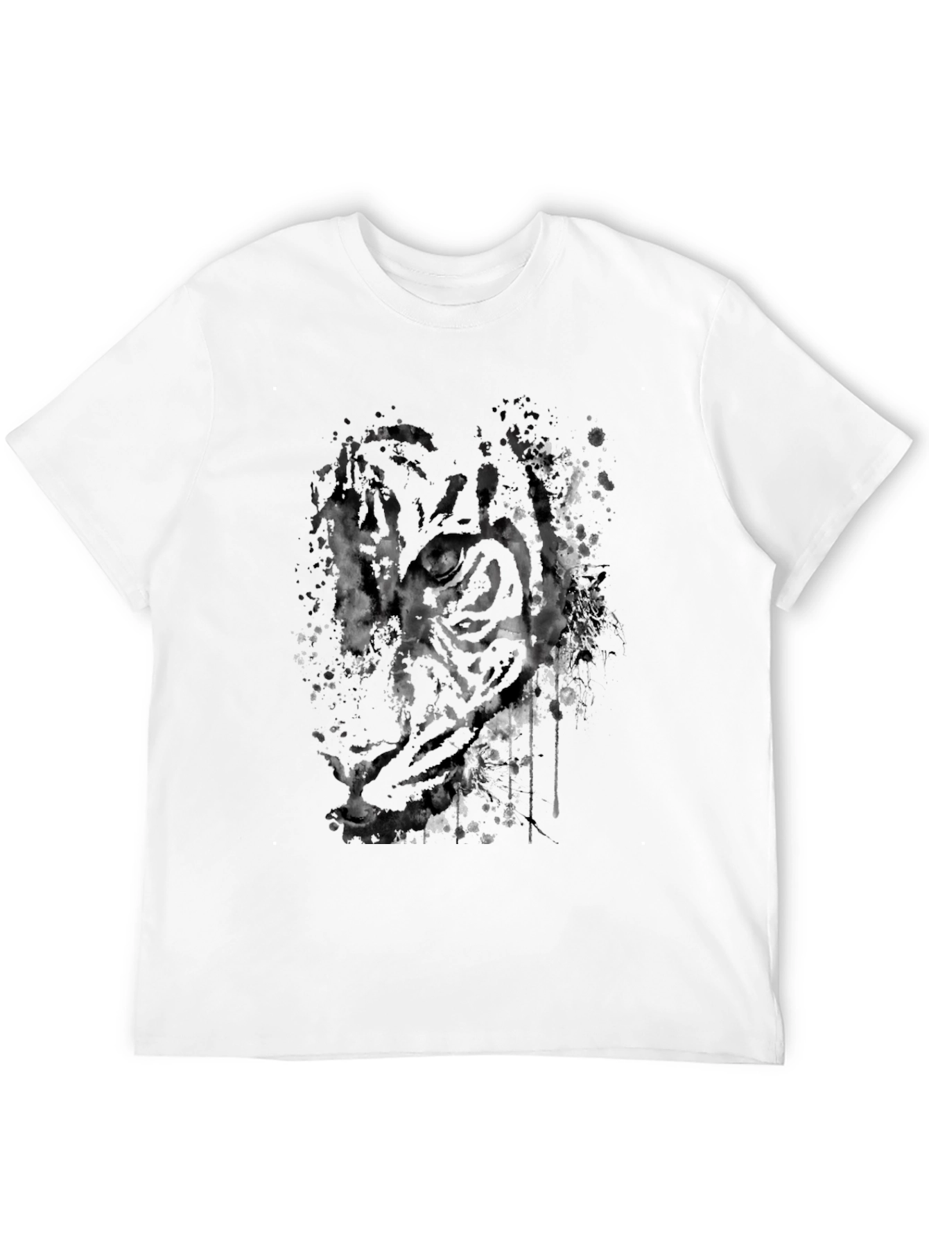 Abstract Tiger Graphic Black T-Shirt