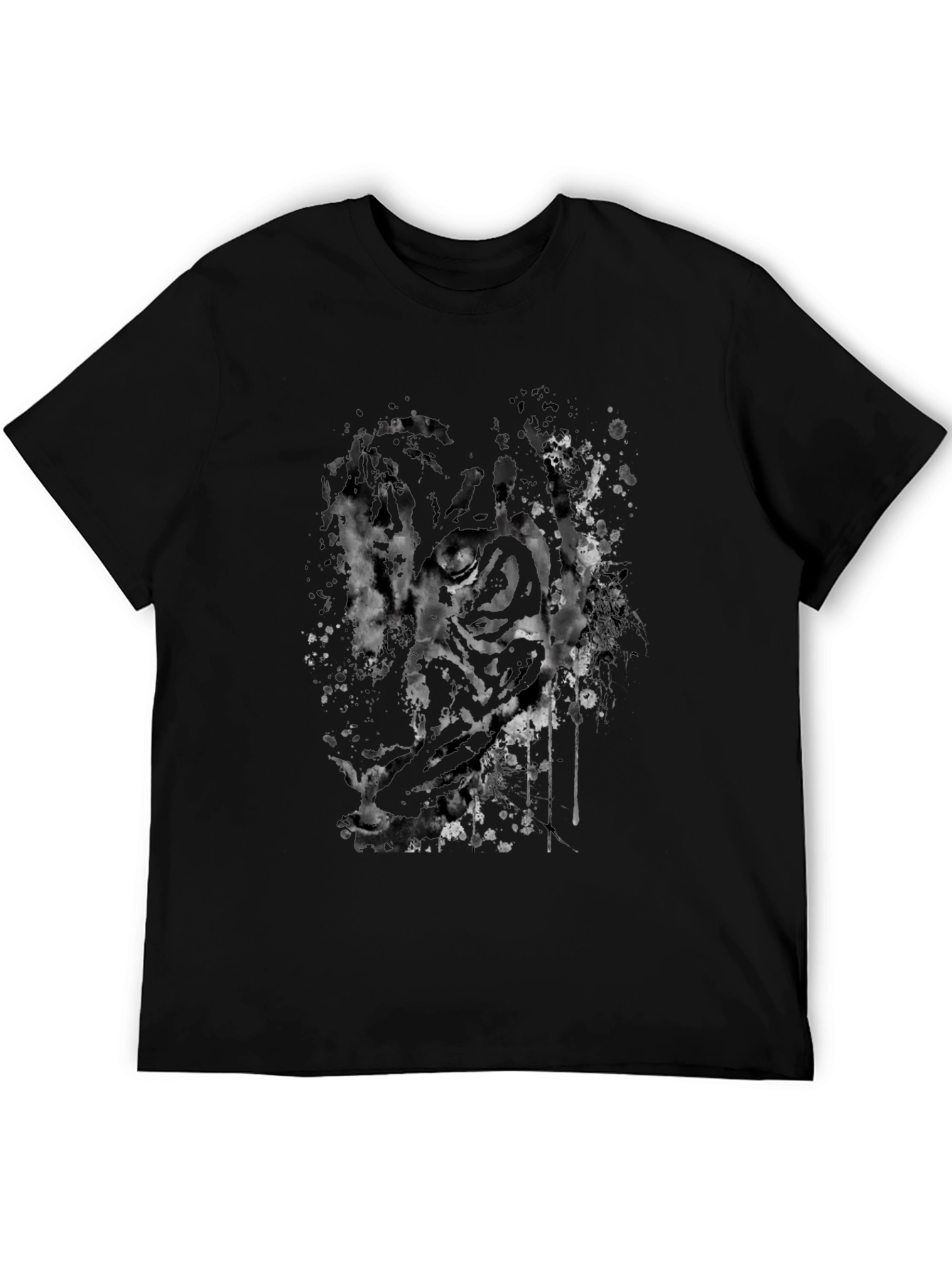 Abstract Tiger Graphic Black T-Shirt