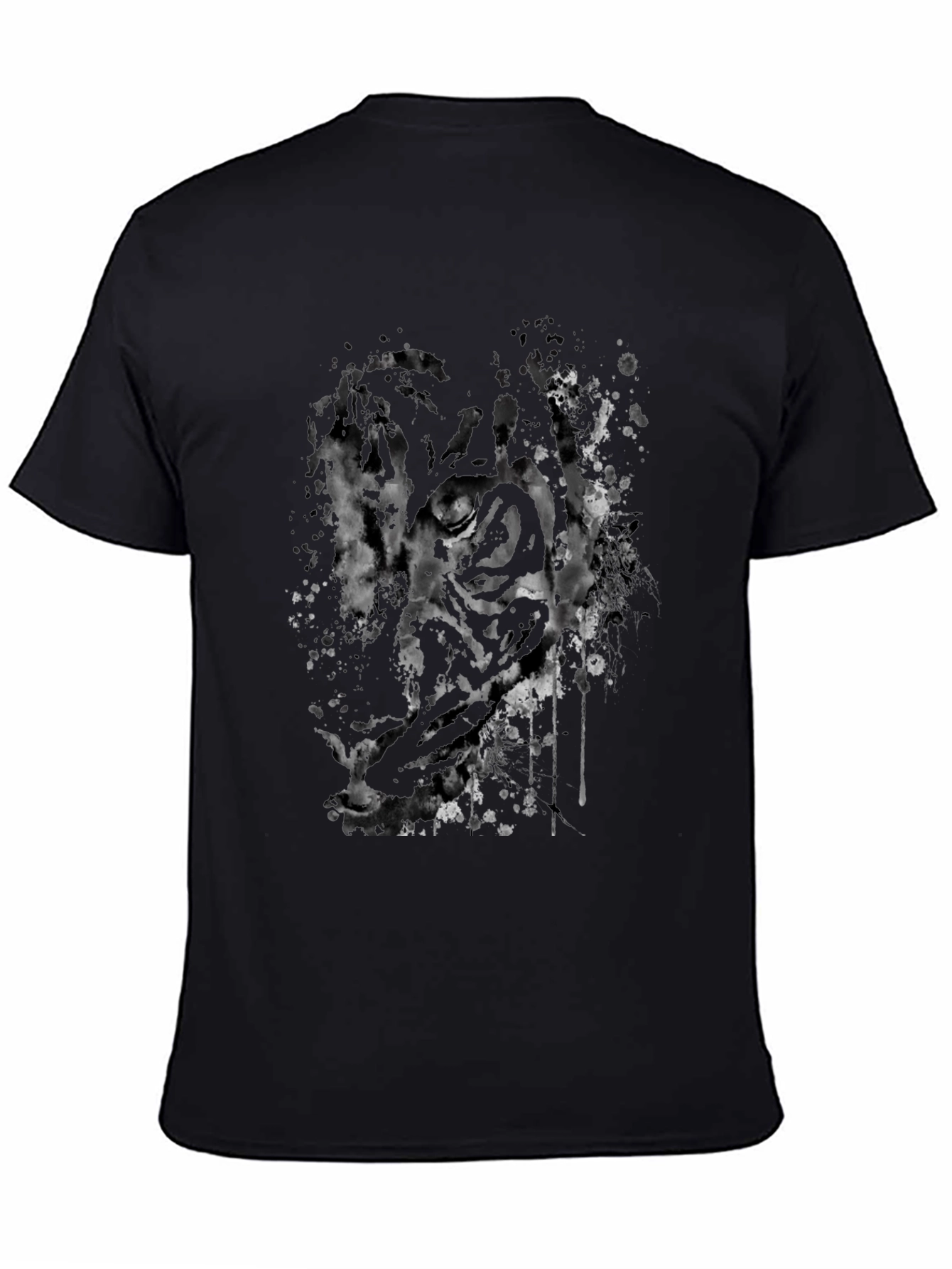 Abstract Tiger Graphic Black T-Shirt