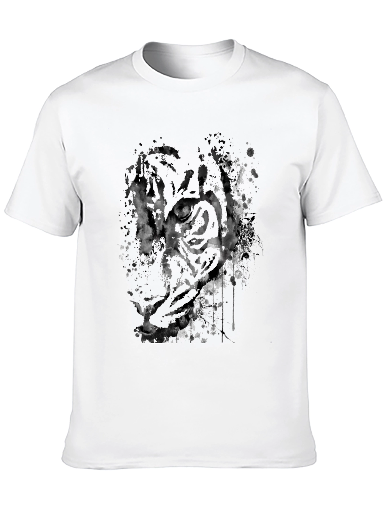 Abstract Tiger Graphic Black T-Shirt