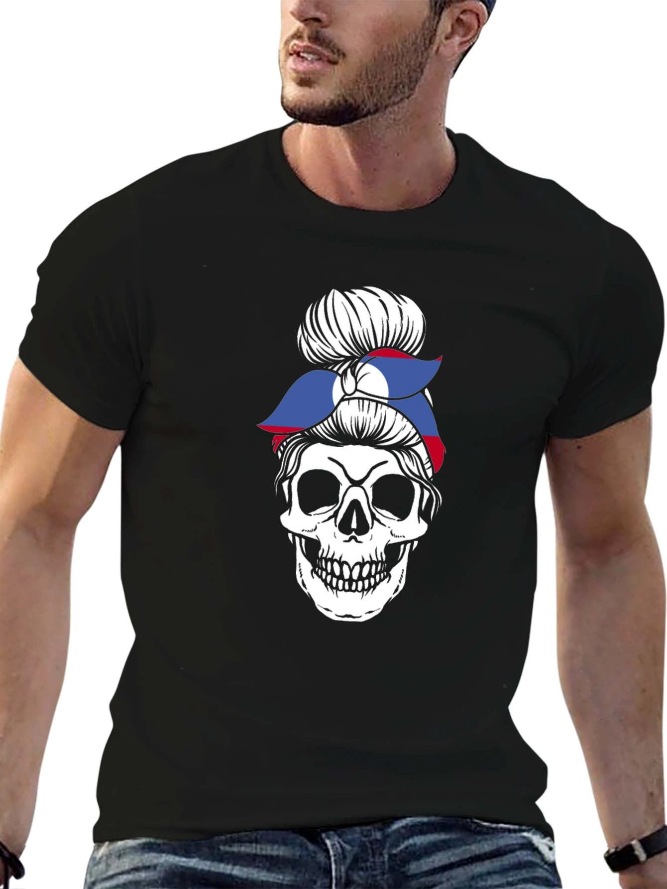 Skull Messy Bun T-Shirt