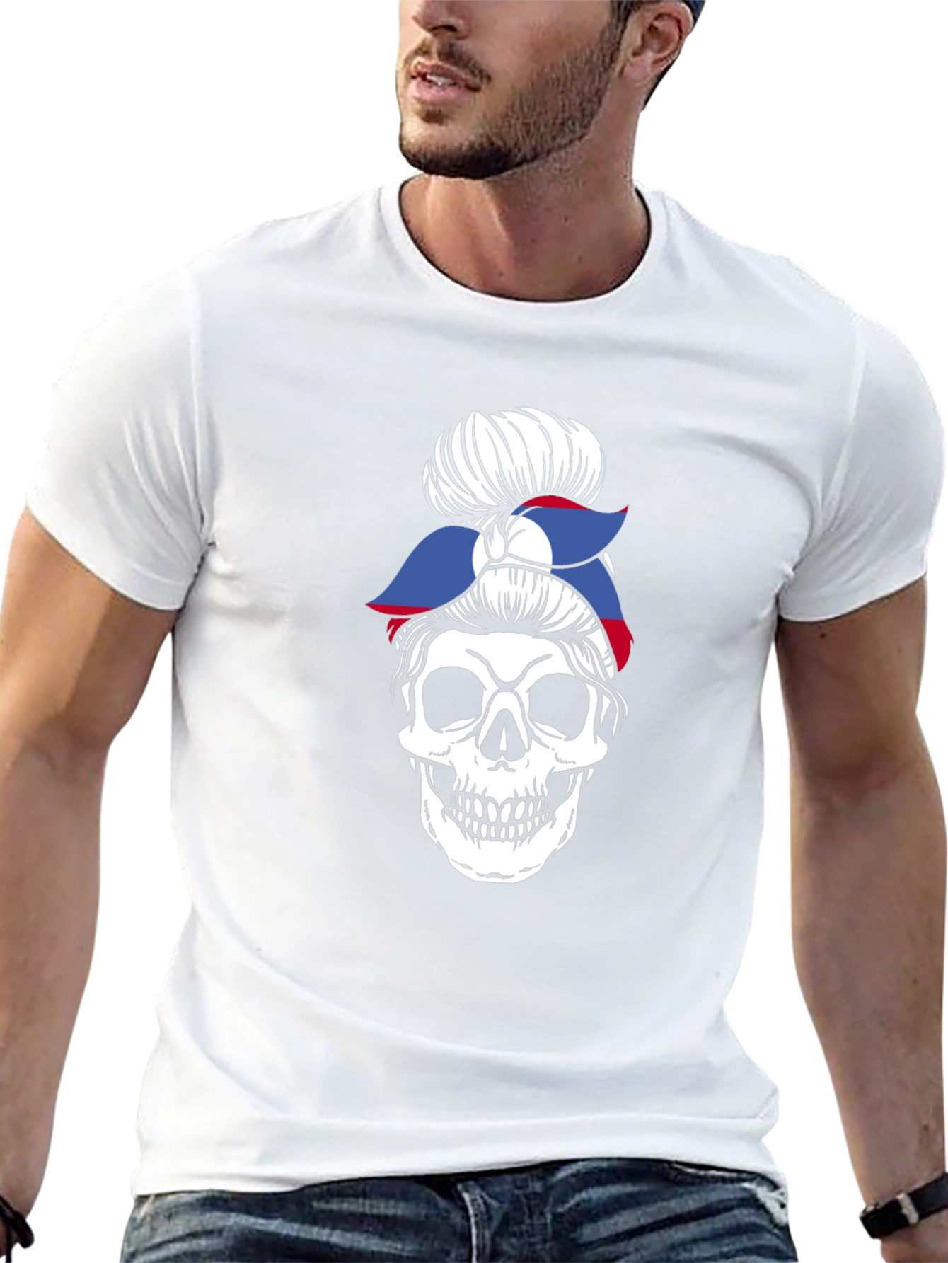 Skull Messy Bun T-Shirt