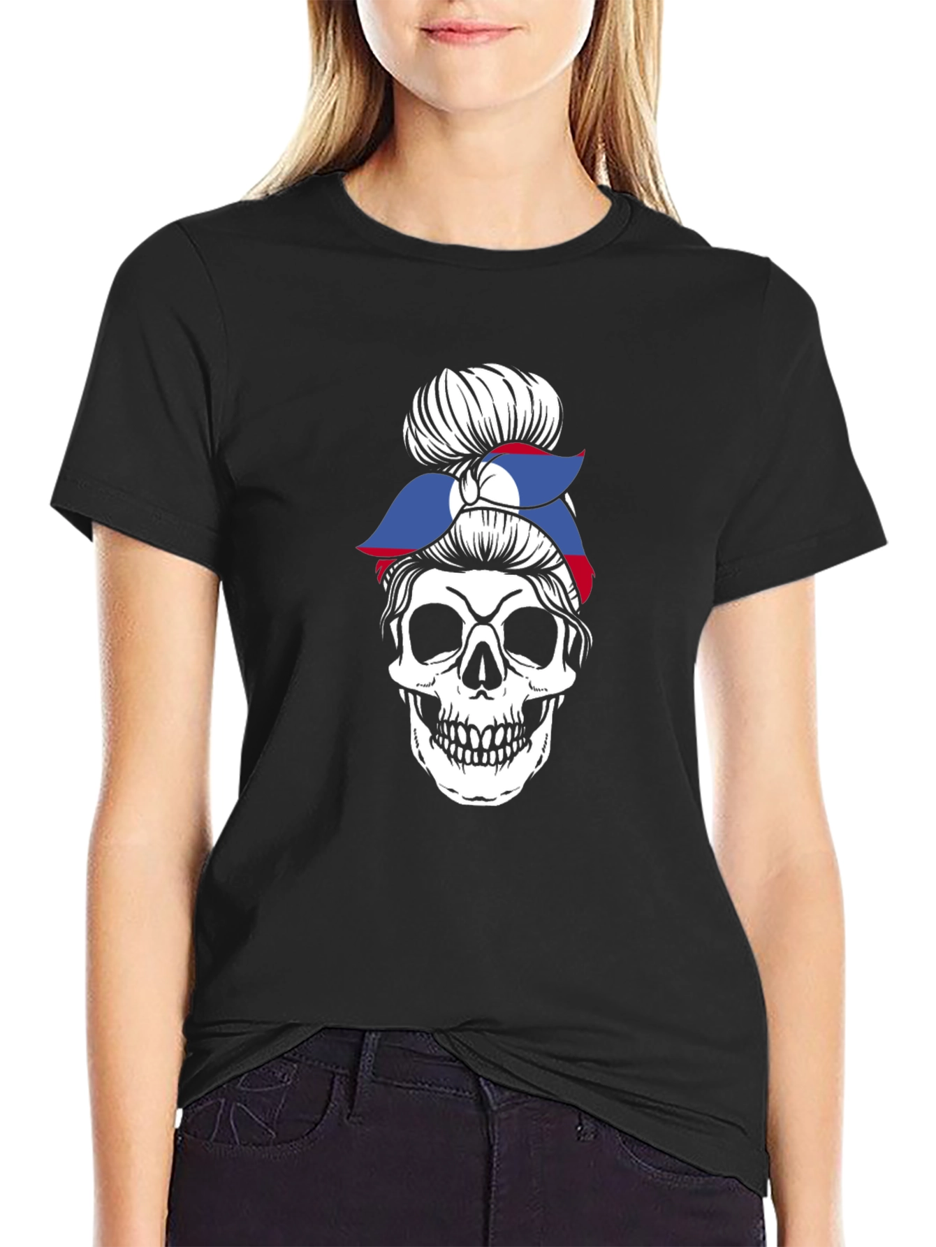 Skull Messy Bun T-Shirt