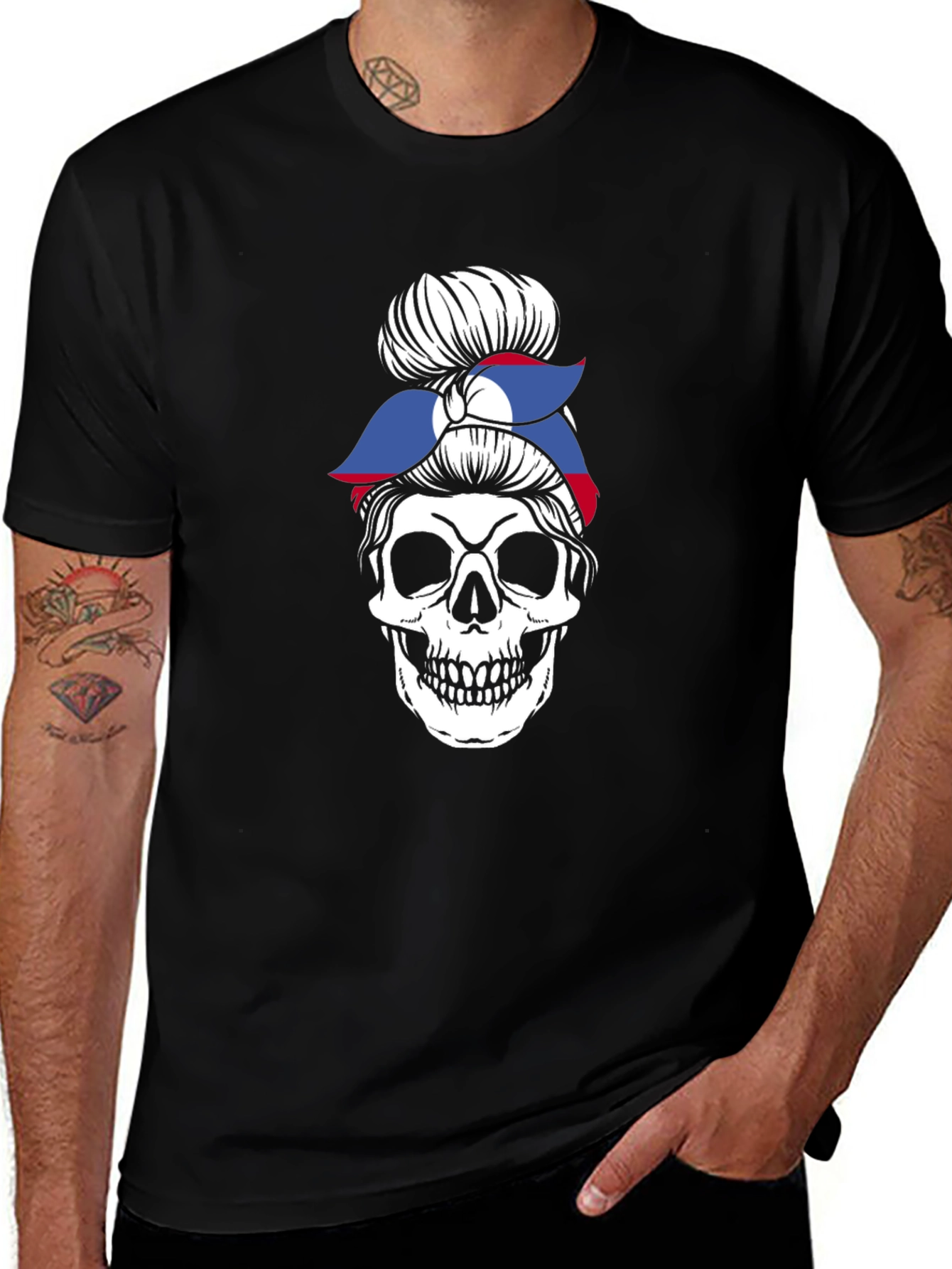 Skull Messy Bun T-Shirt