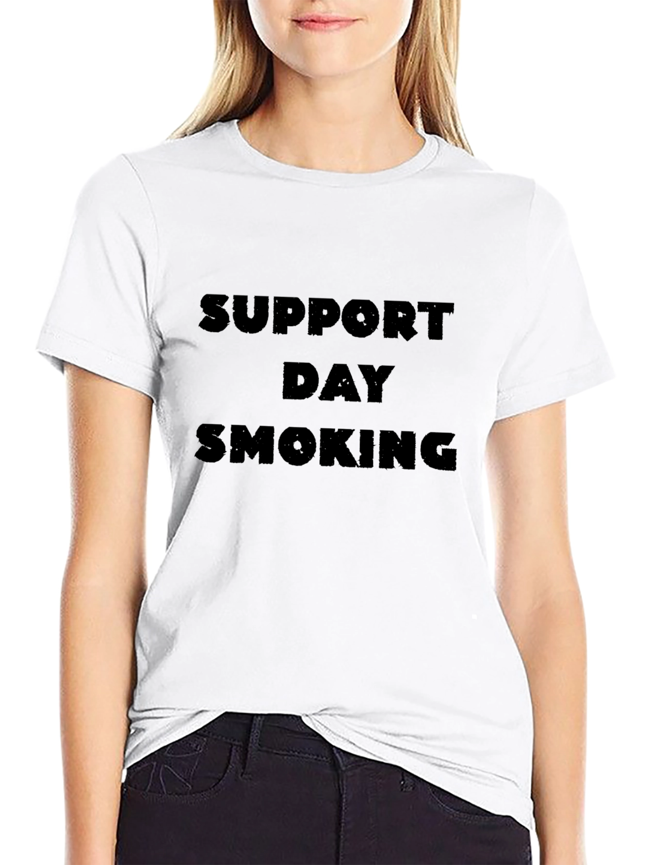 Support Day Smoking Black Graphic T-Shirt